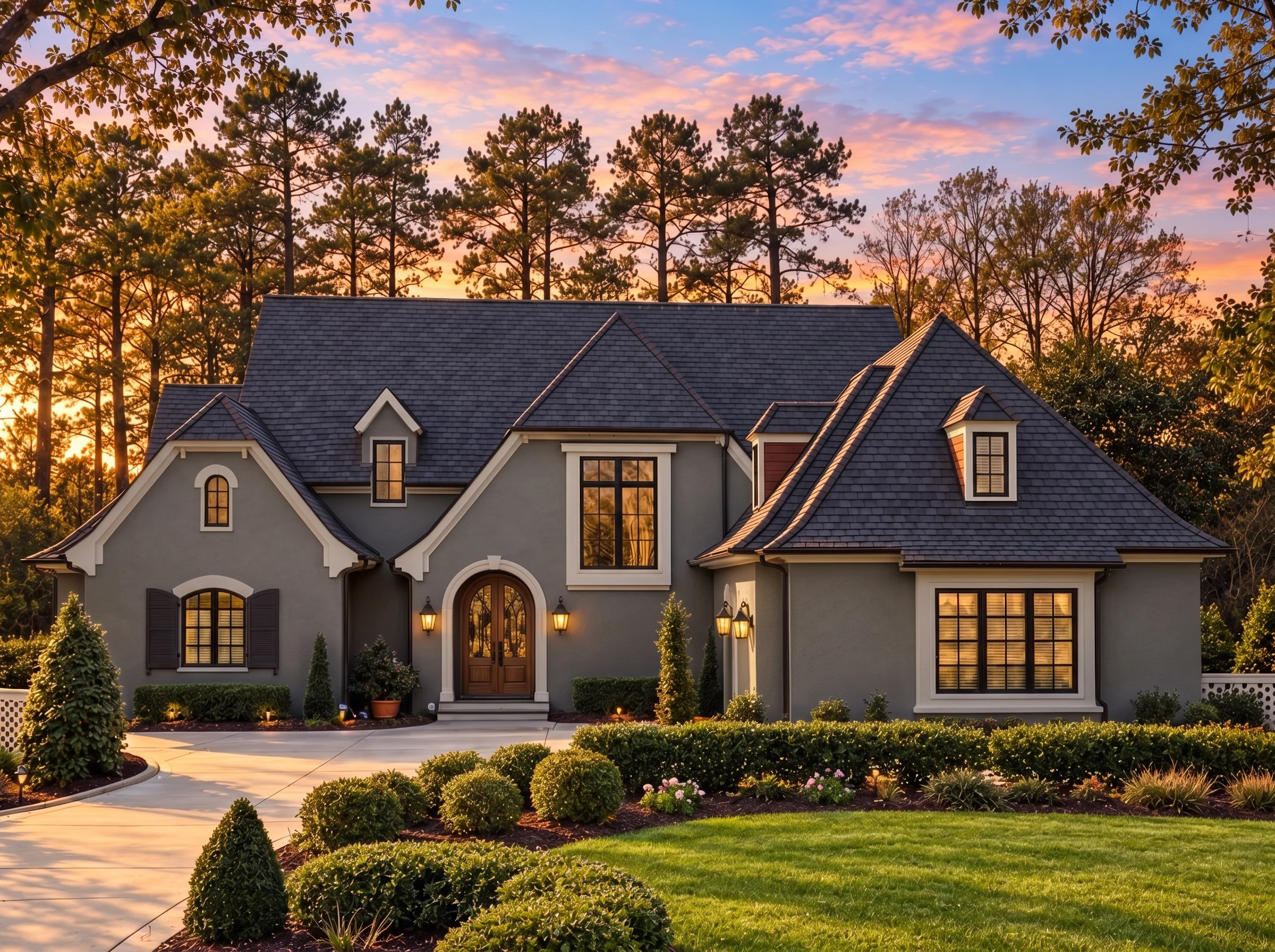 Plan  15-1167 – Sycamore Ridge House  | New American – 5-Bed, 5-Bath, 4,547 SF - Warm Charcoal, AI-generated exterior concept