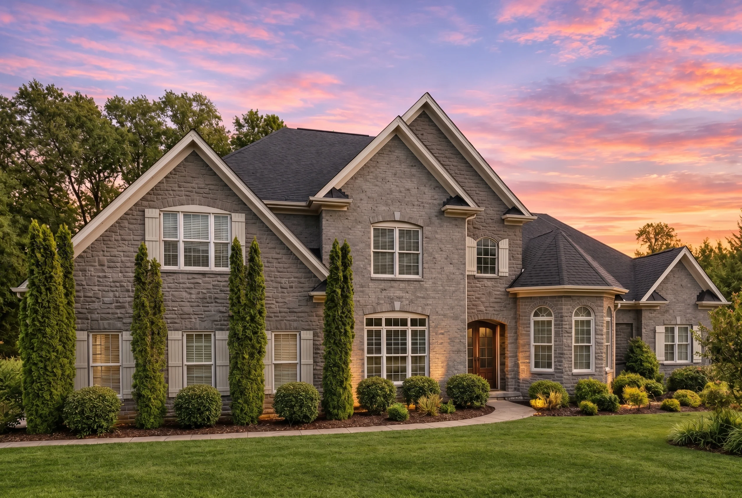Plan  15-1170 – Aster Willow Hall |  Traditional – 4-Bed, 4.5-Bath, 4,230 SF - Warm Charcoal, AI-generated exterior concept