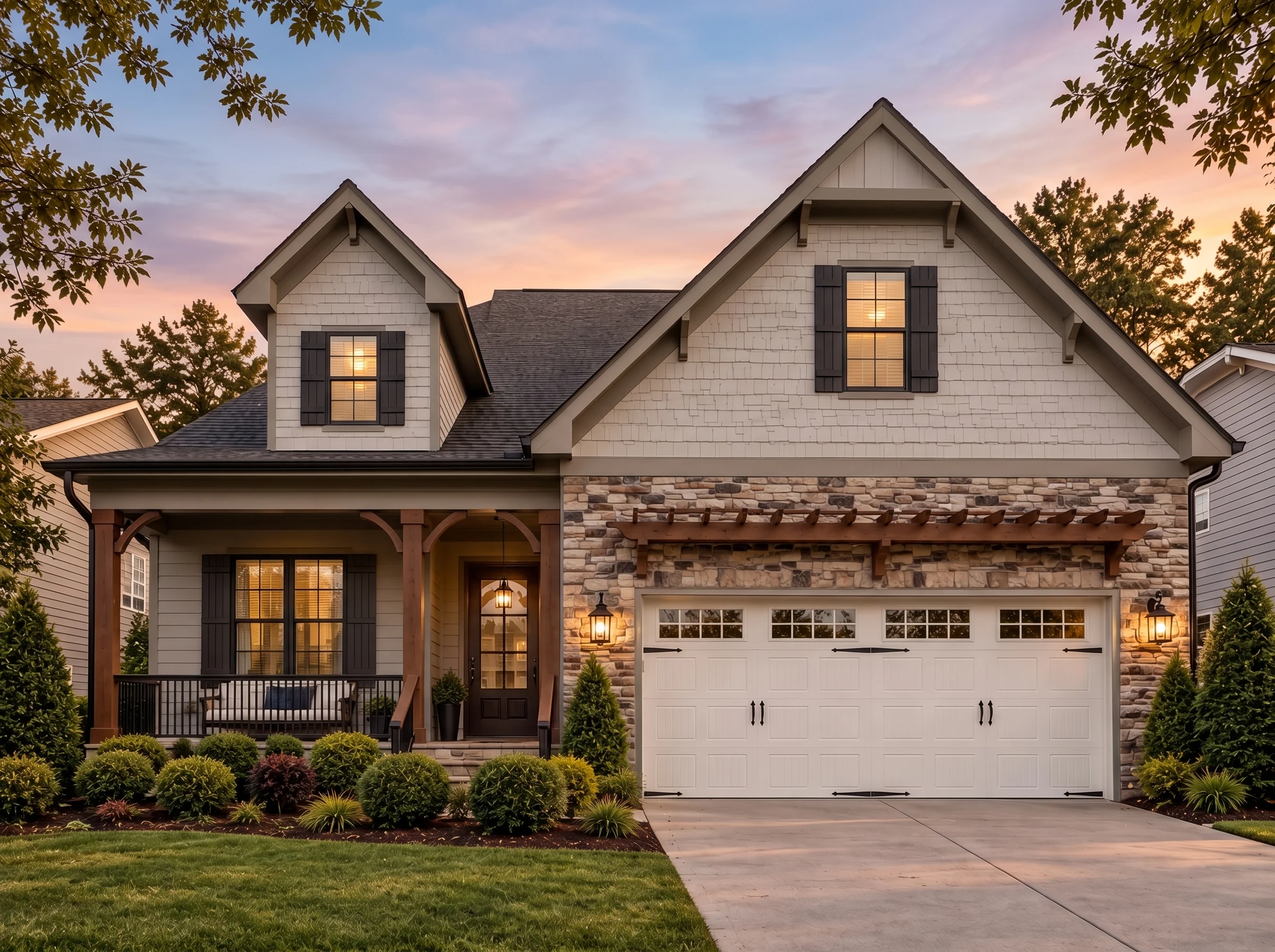 Plan  15-1208 – Chestnut Shores Retreat | New American – 4-Bed, 4-Bath, 2,757 SF - Mushroom Taupe, AI-generated exterior concept