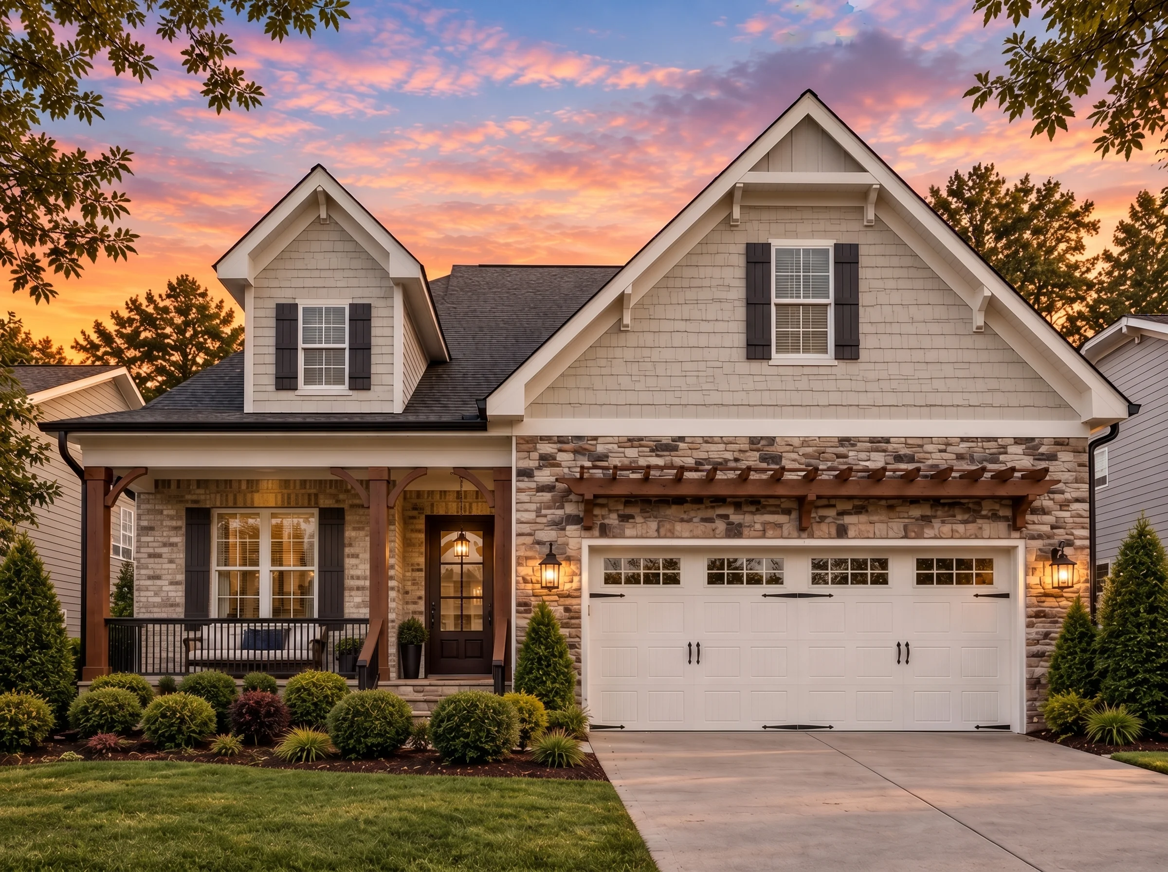 Plan  15-1208 – Chestnut Shores Retreat | New American – 4-Bed, 4-Bath, 2,757 SF - Natural Brick, AI-generated exterior concept
