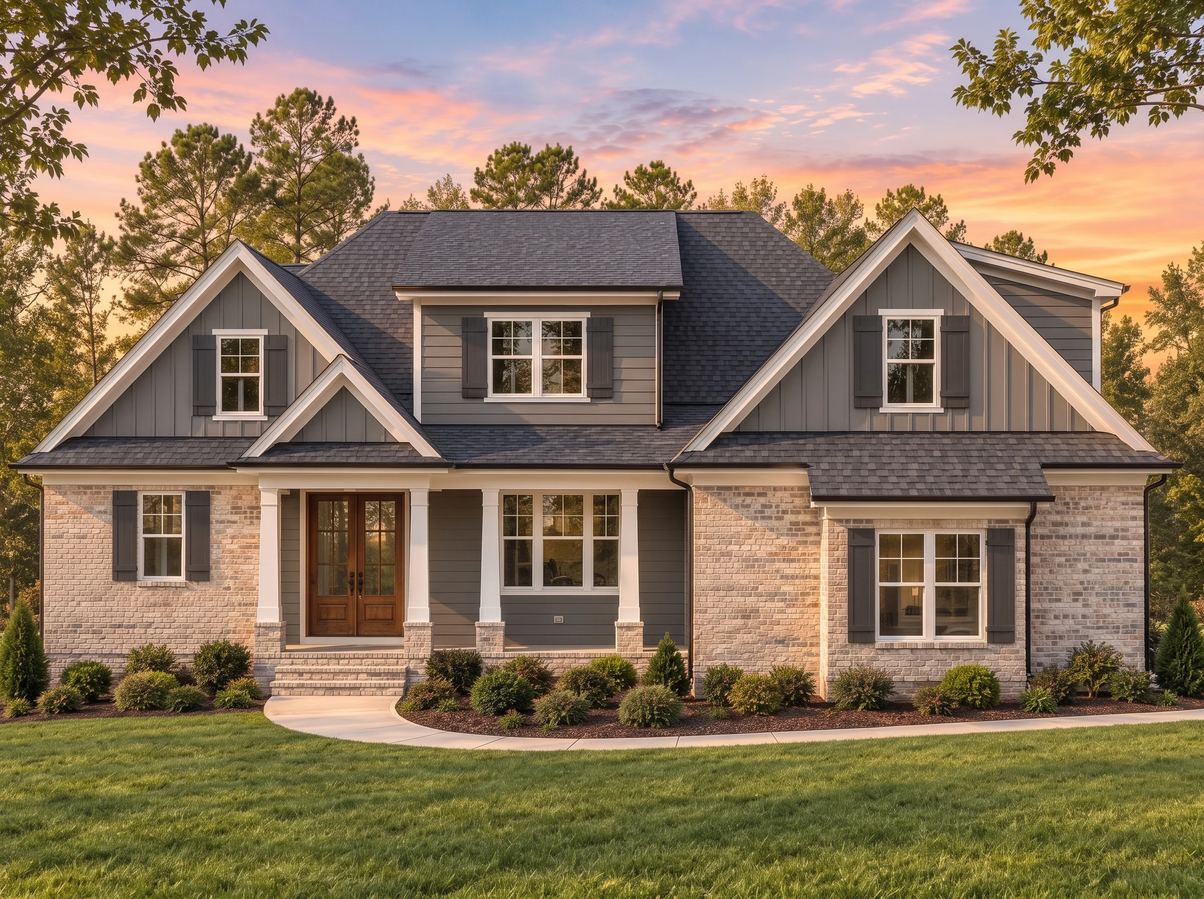 Plan  15-1225 – Alder Cove Cottage |  New American – 4-Bed, 4-Bath, 3,269 SF - Warm Charcoal, AI-generated exterior concept
