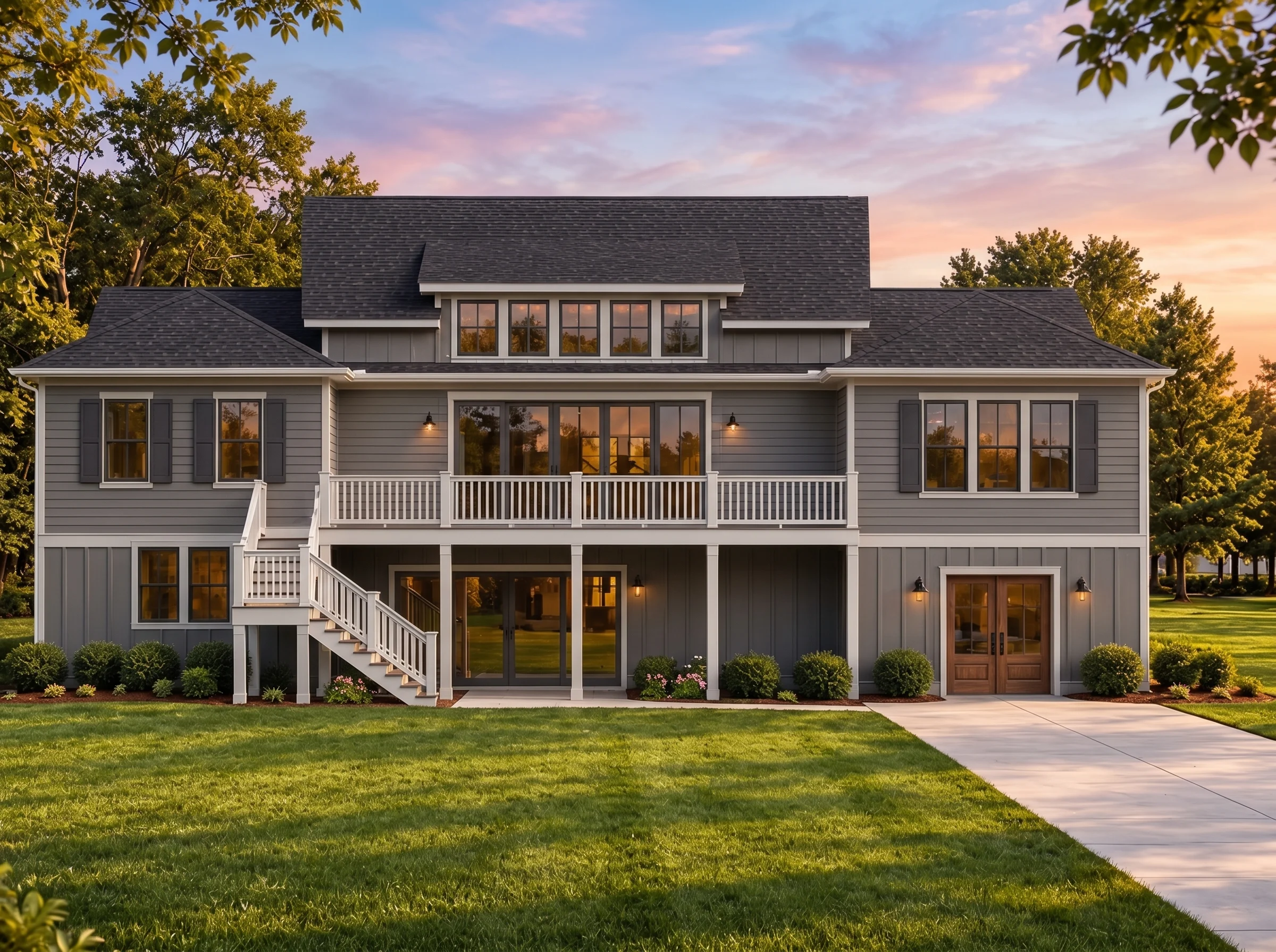 Plan  15-1255 – Poplar Brook Cottage  | Modern Farmhouse – 4-Bed, 3-Bath, 3,862 SF - Warm Charcoal, AI-generated exterior concept