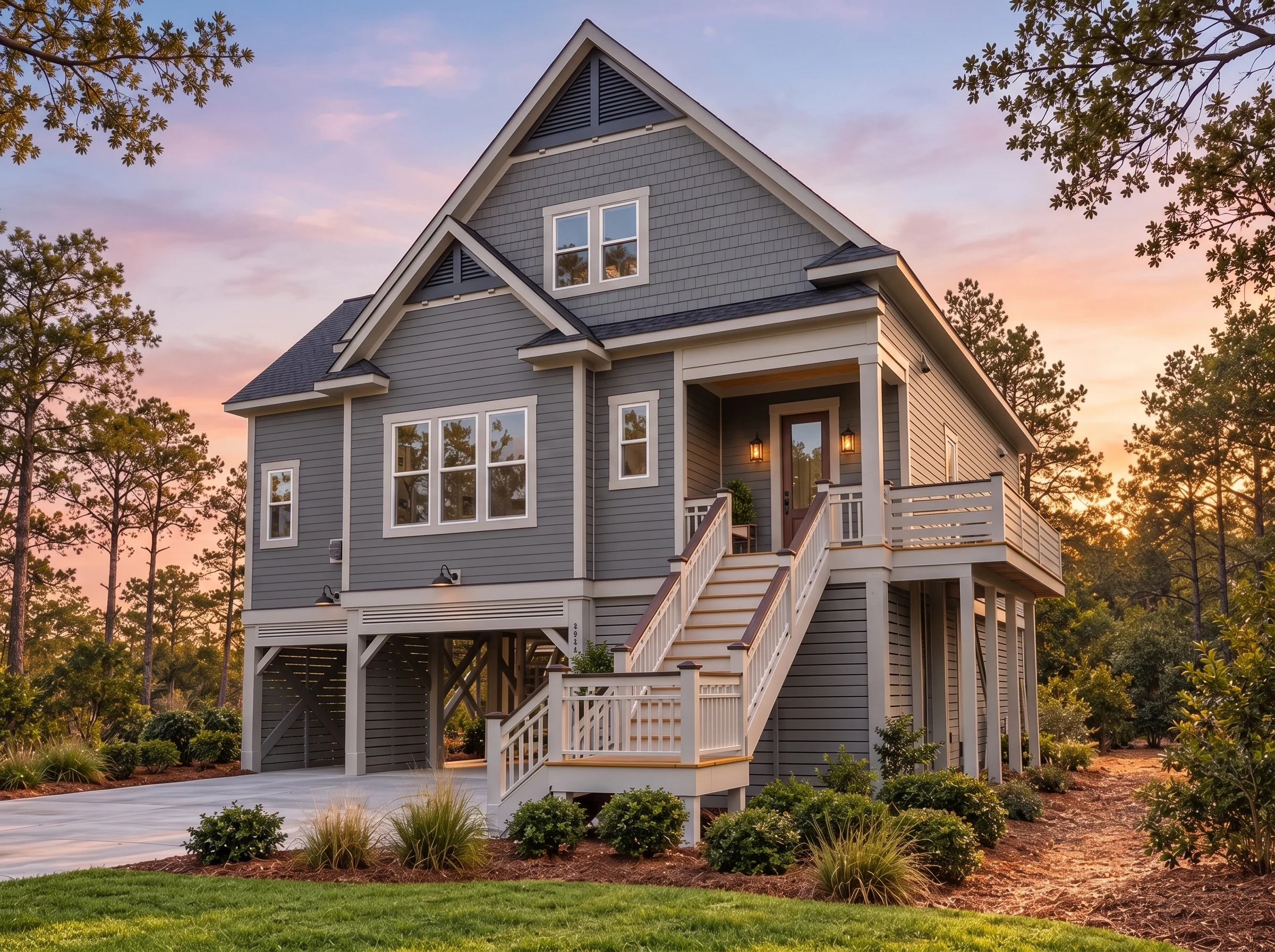 Plan  15-1288 – Auburn Run Farmhouse  | Coastal – 3-Bed, 2.5-Bath, 2,684 SF - Warm Charcoal, AI-generated exterior concept