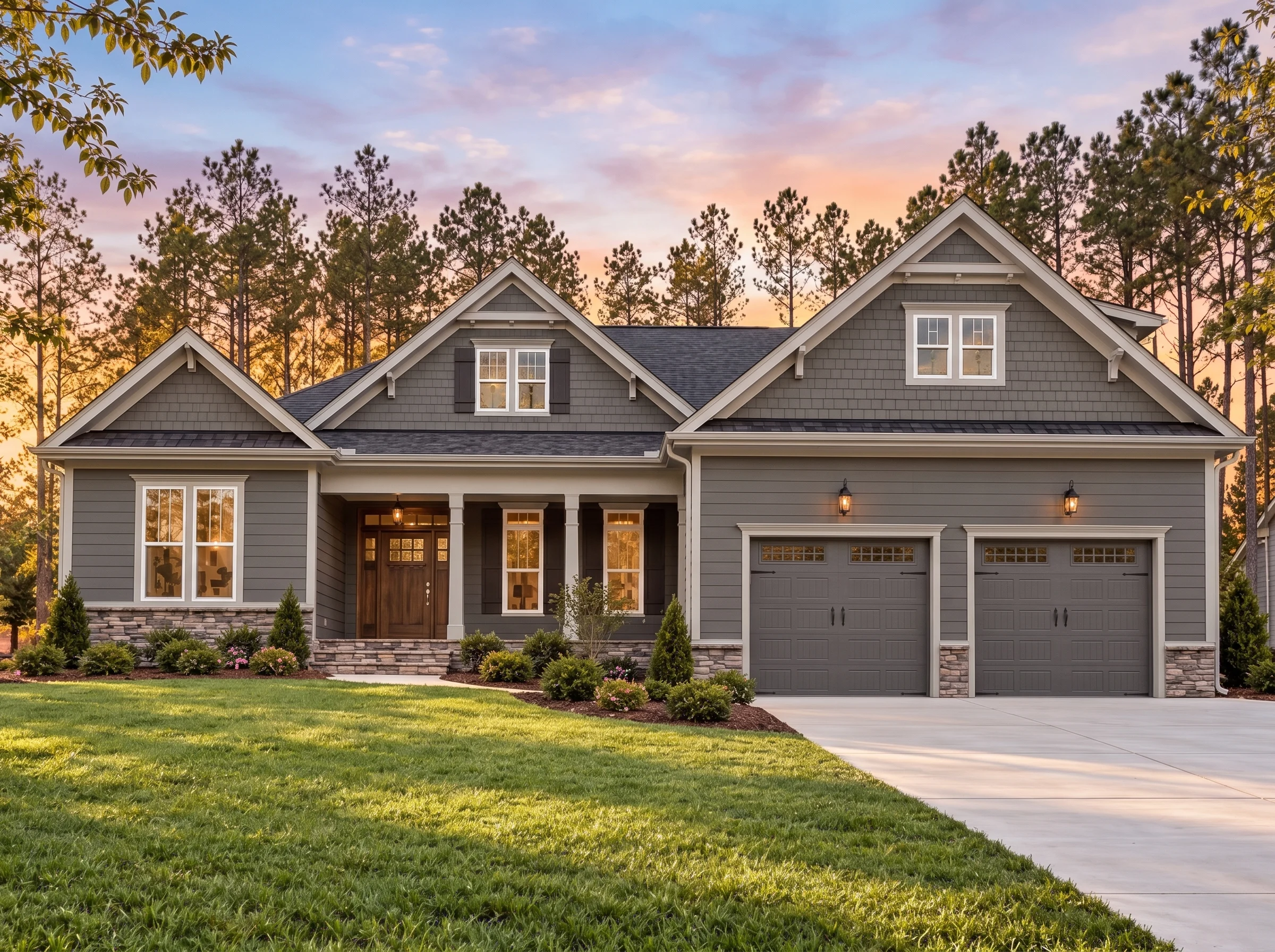 Plan  15-1291 – Spruce Valley Estate  | Craftsman Ranch – 4-Bed, 2-Bath, 2,740 SF - Warm Charcoal, AI-generated exterior concept