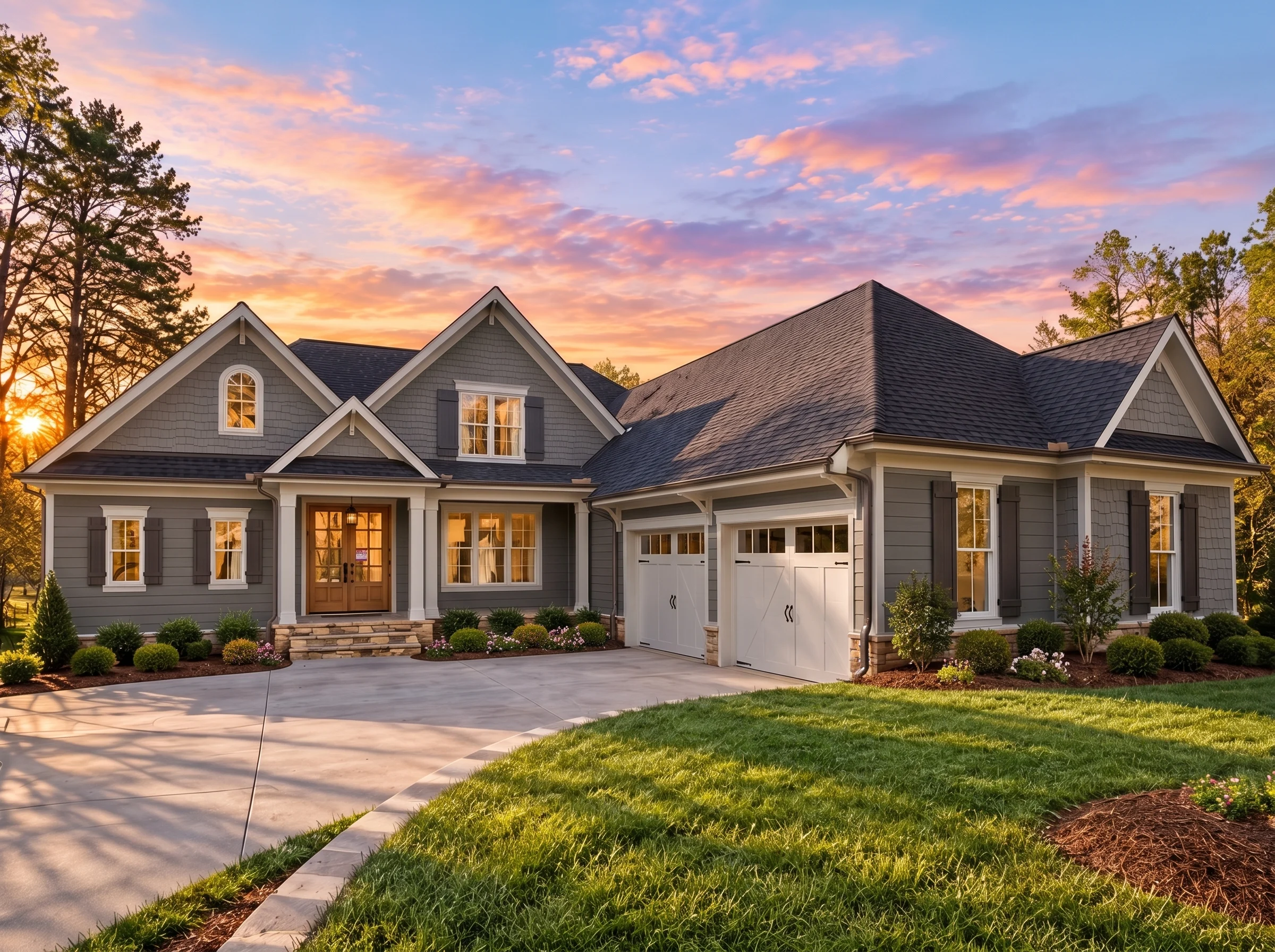 Plan  15-1301 – Teakwood Cove Cabin  | Traditional – 5-Bed, 4.5-Bath, 4,010 SF - Warm Charcoal, AI-generated exterior concept