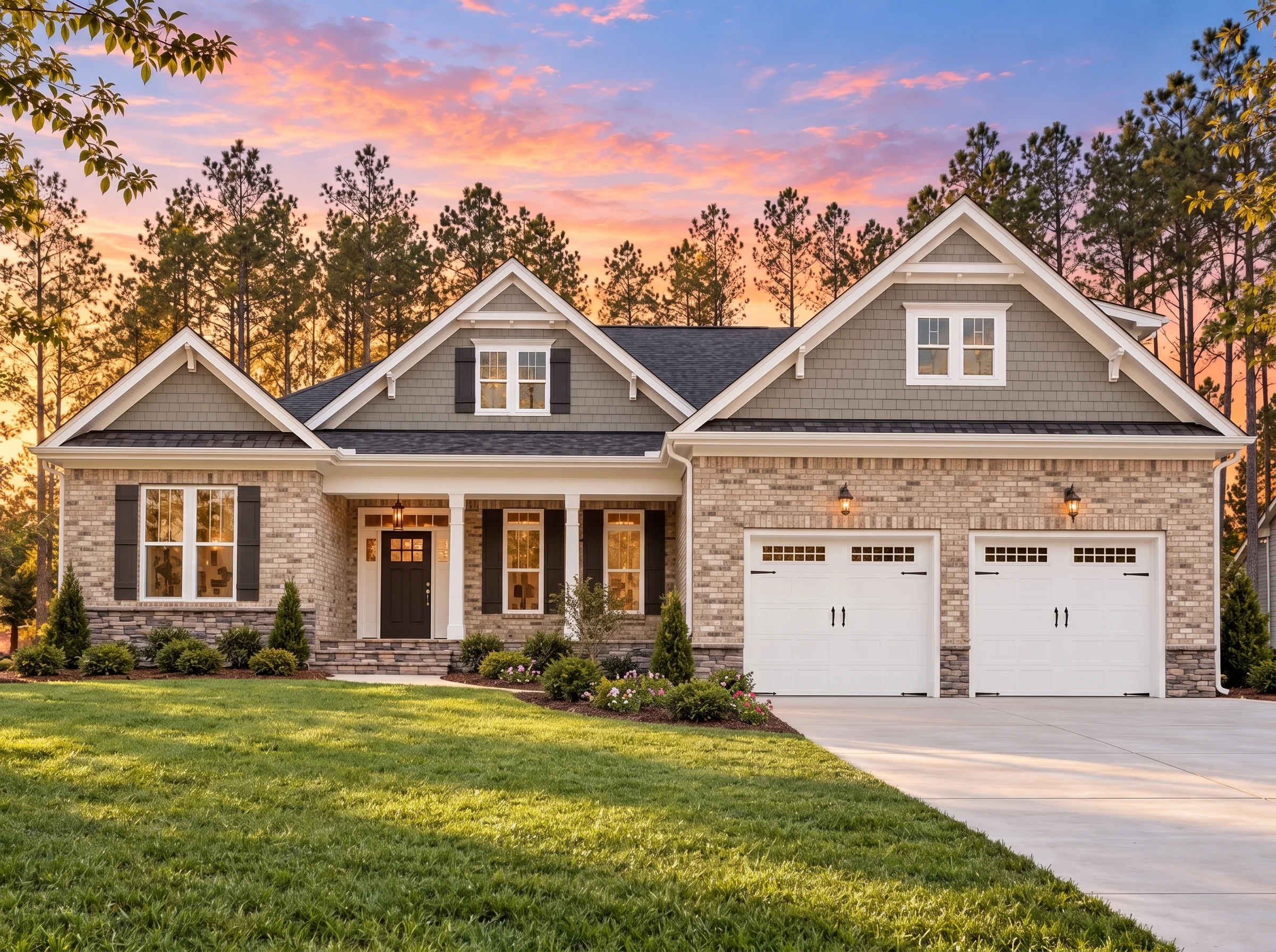 Plan  15-1291 – Spruce Valley Estate  | Craftsman Ranch – 4-Bed, 2-Bath, 2,740 SF - Natural Brick, AI-generated exterior concept