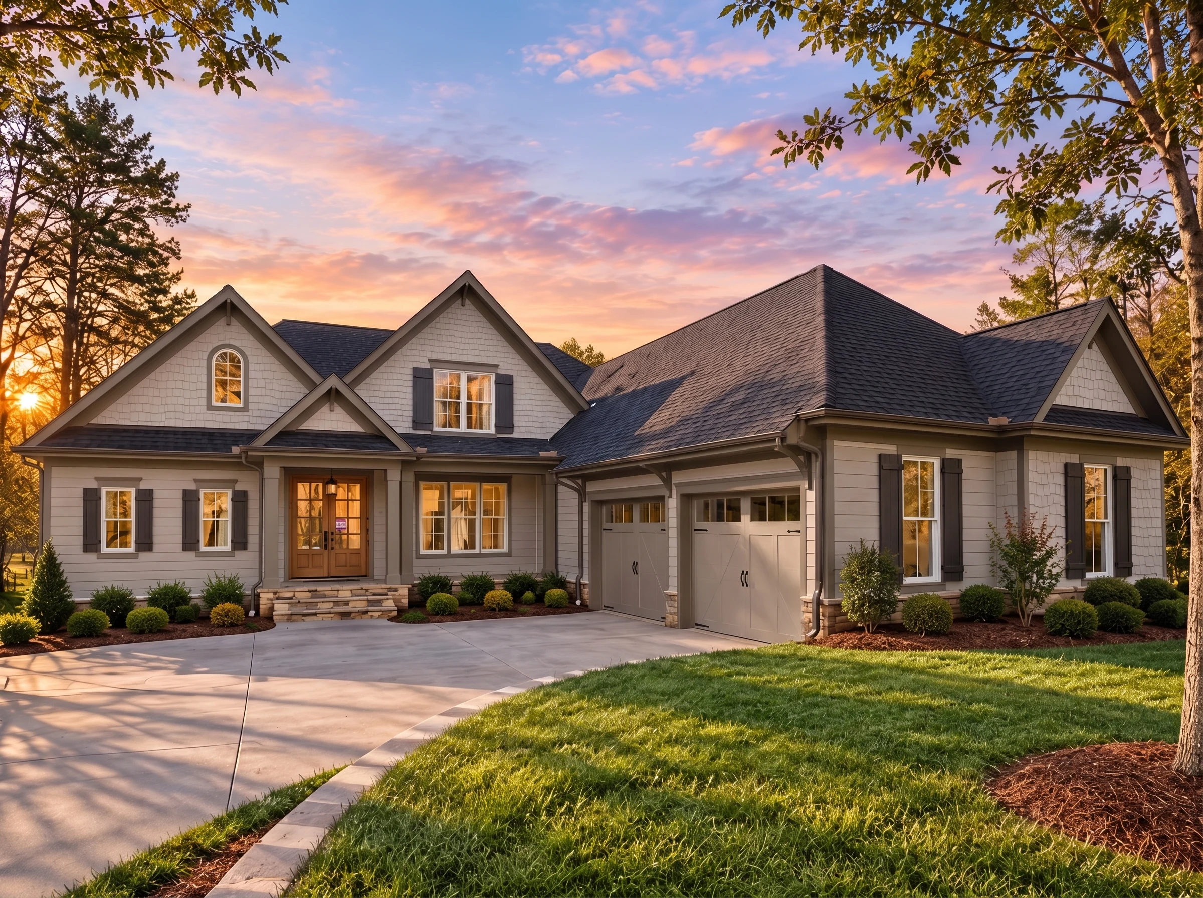 Plan  15-1301 – Teakwood Cove Cabin  | Traditional – 5-Bed, 4.5-Bath, 4,010 SF - Mushroom Taupe, AI-generated exterior concept