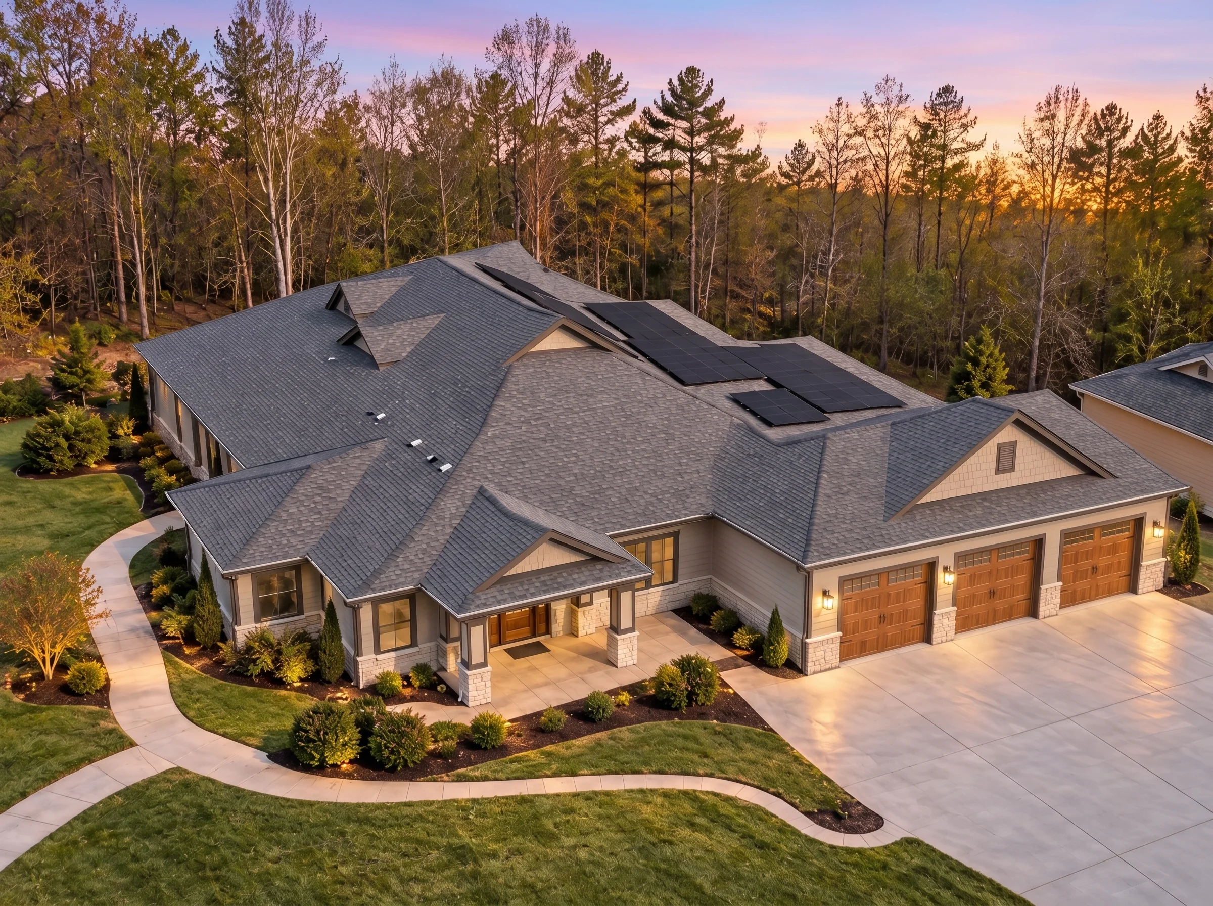 Plan  15-1303 – Auburn Summit Farm |  Traditional Ranch – 2-Bed, 3-Bath, 3,028 SF - Mushroom Taupe, AI-generated exterior concept