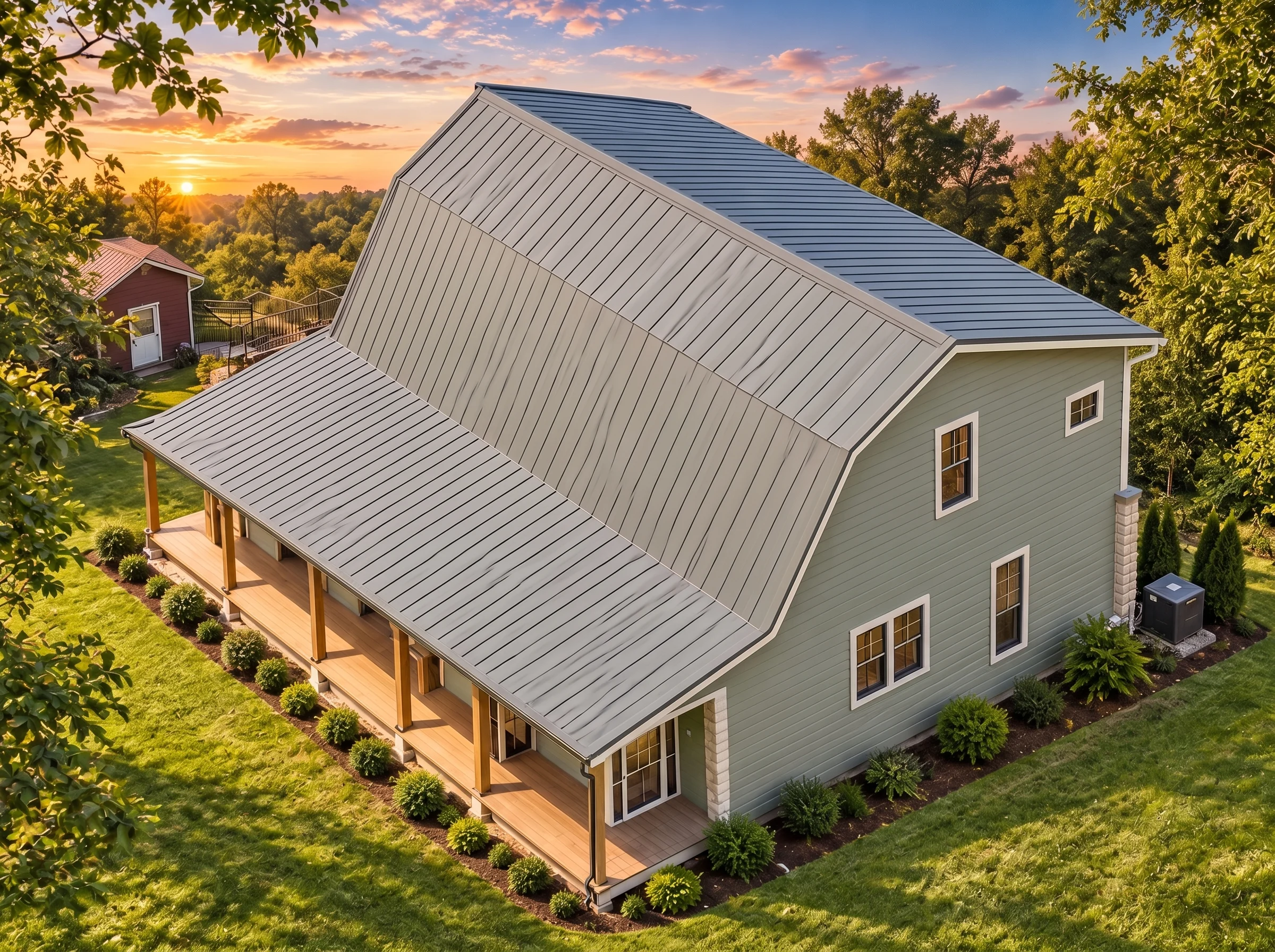 Plan  15-1306 – Spark Estate | Cabin  – 2-Bed, 2-Bath, 1,605 SF - Muted Sage, AI-generated exterior concept