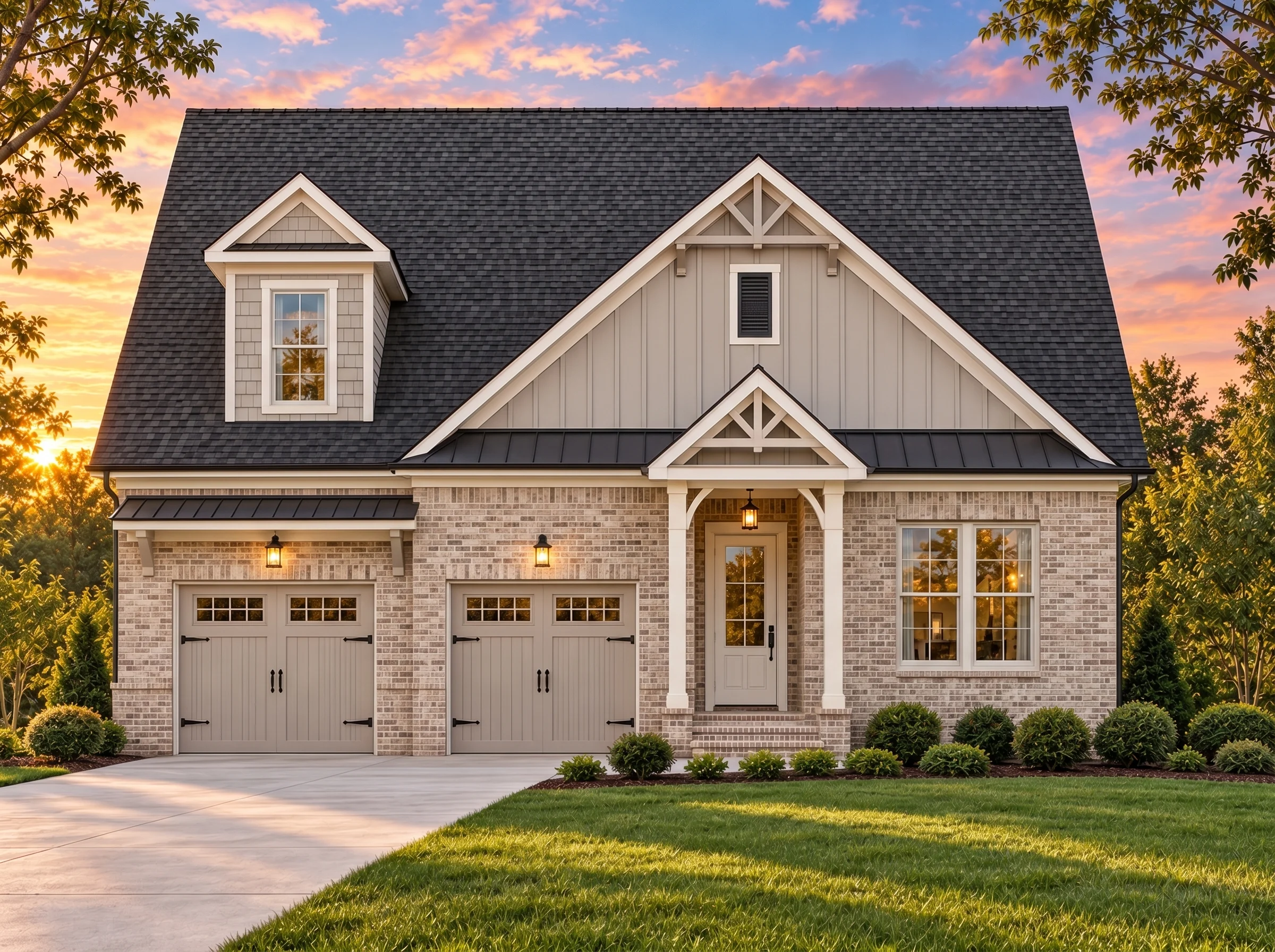 Plan  15-1309 – Unity Estate |  Modern Farmhouse – 4-Bed, 3-Bath, 2,937 SF - Natural Brick, AI-generated exterior concept