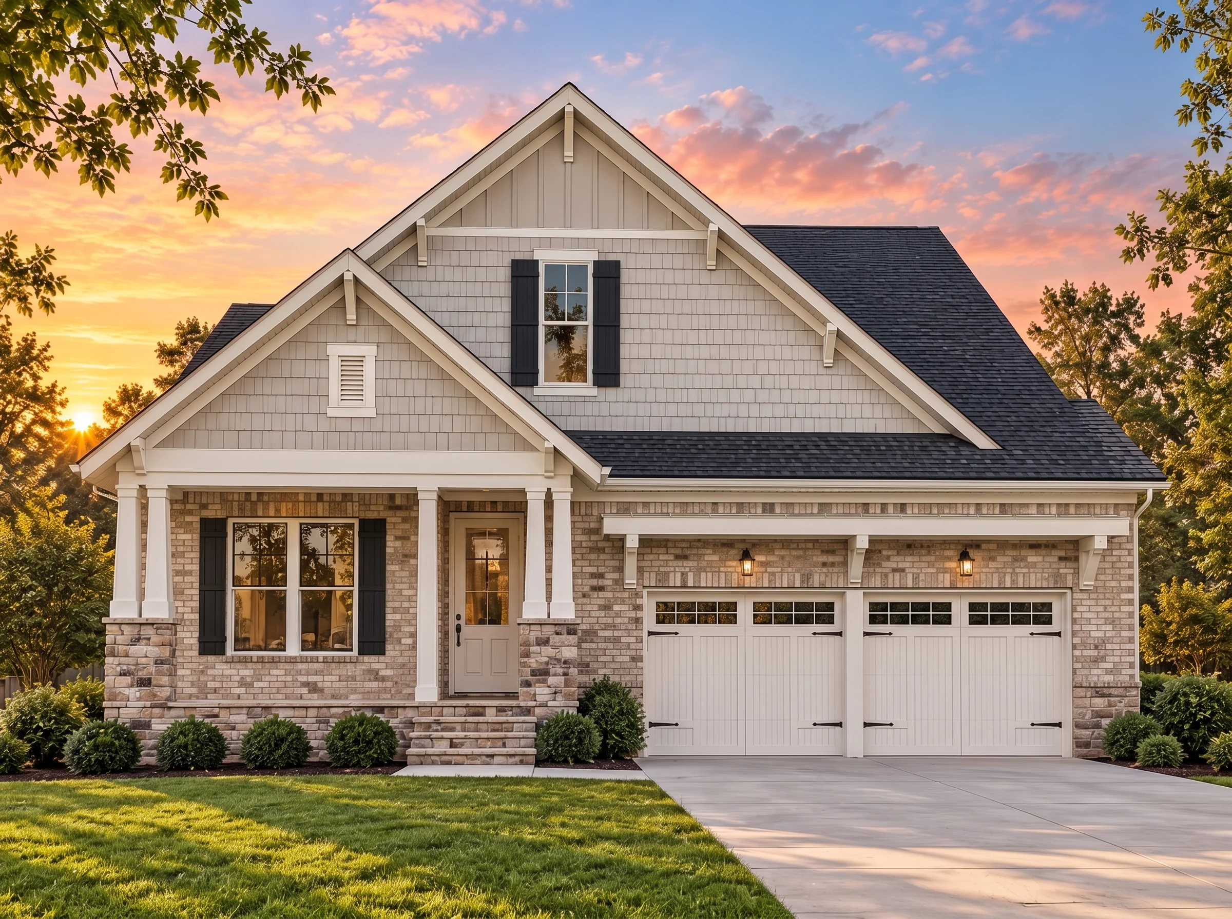 Plan  15-1309C – Alabama Yellowhammer  | Modern Farmhouse – 4-Bed, 3.5-Bath, 2,937 SF - Natural Brick, AI-generated exterior concept