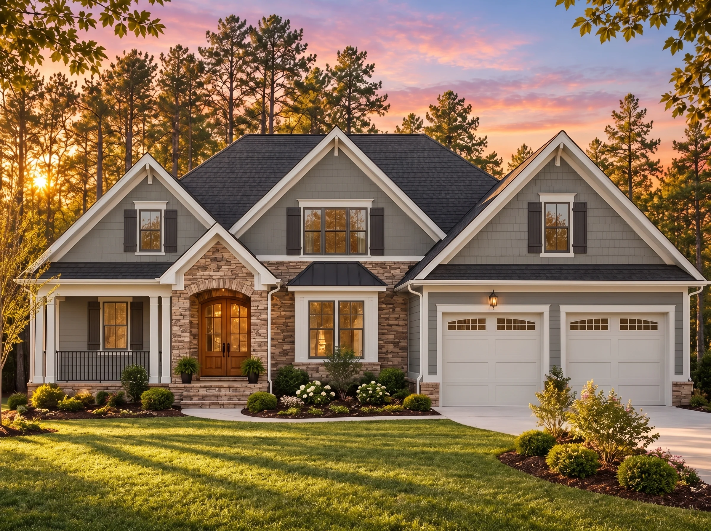 Plan  15-1357 – Georgia Ridge |  Craftsman – 4-Bed, 3-Bath, 2,838 SF - Warm Charcoal, AI-generated exterior concept