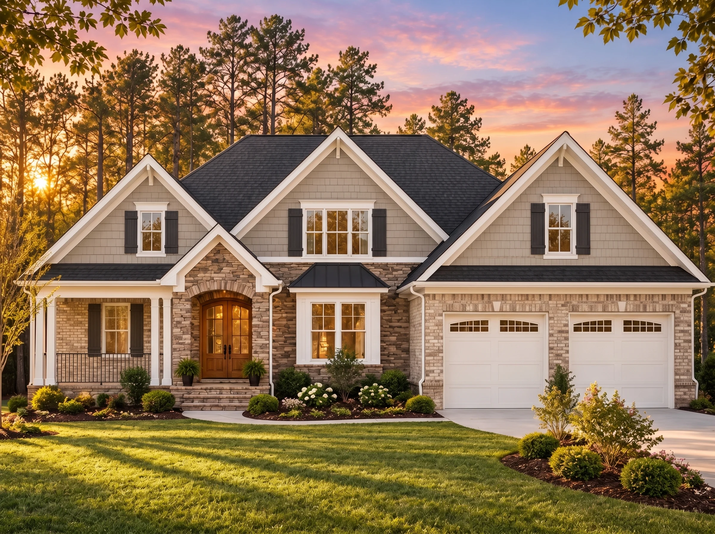 Plan  15-1357 – Georgia Ridge |  Craftsman – 4-Bed, 3-Bath, 2,838 SF - Natural Brick, AI-generated exterior concept