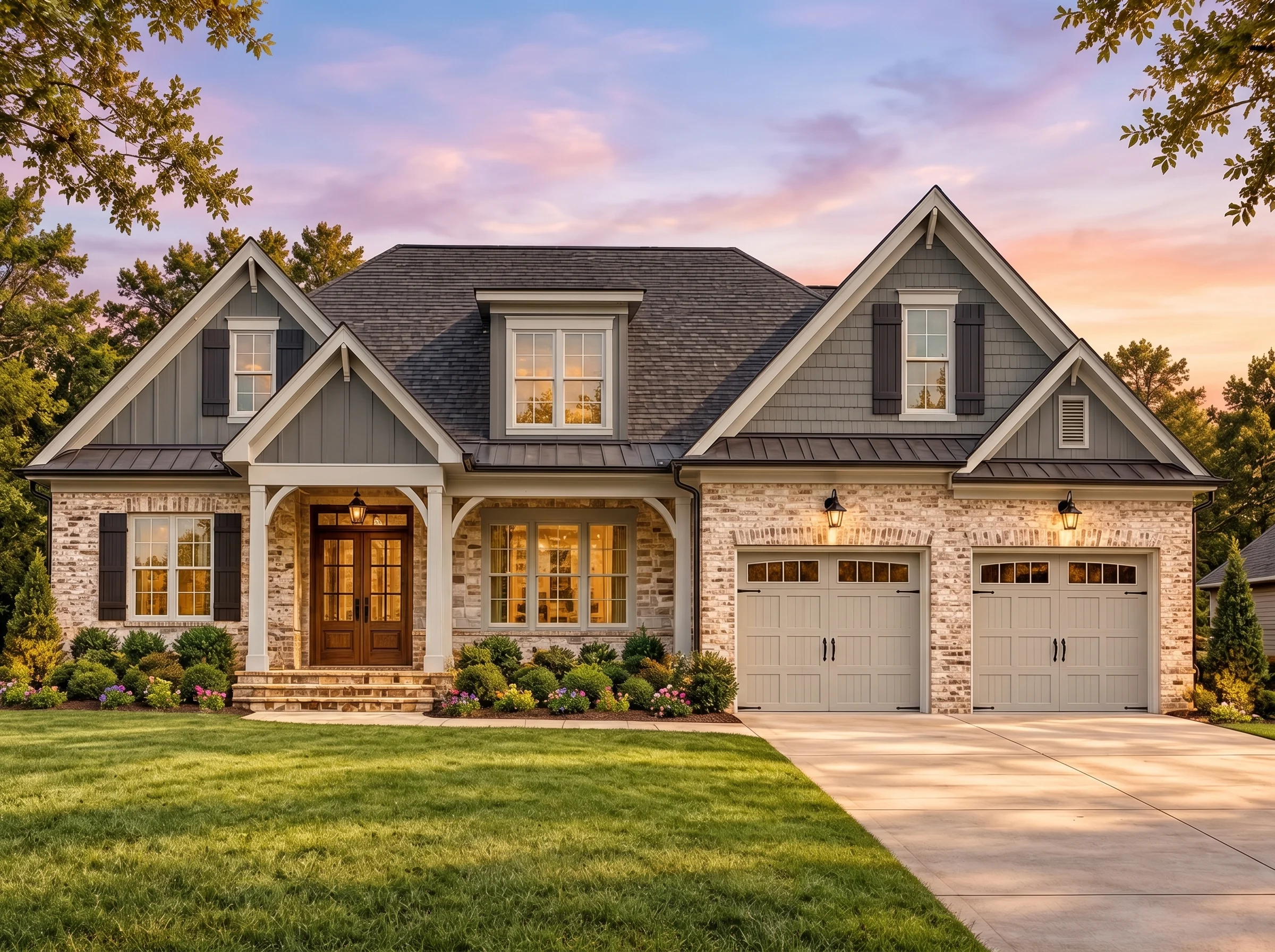 Plan  15-1385 – Maryland Basin |  Traditional New American – 4-Bed, 3.5-Bath, 2,010 SF - Warm Charcoal, AI-generated exterior concept