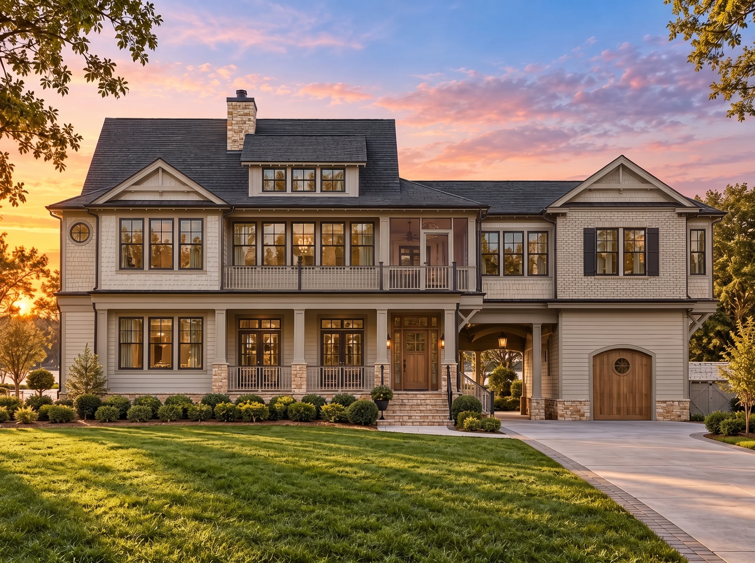 Plan  15-1388 – Aster Woods Place |  Coastal Traditional – 4-Bed, 4.5-Bath, 3,537 SF - Mushroom Taupe, AI-generated exterior concept