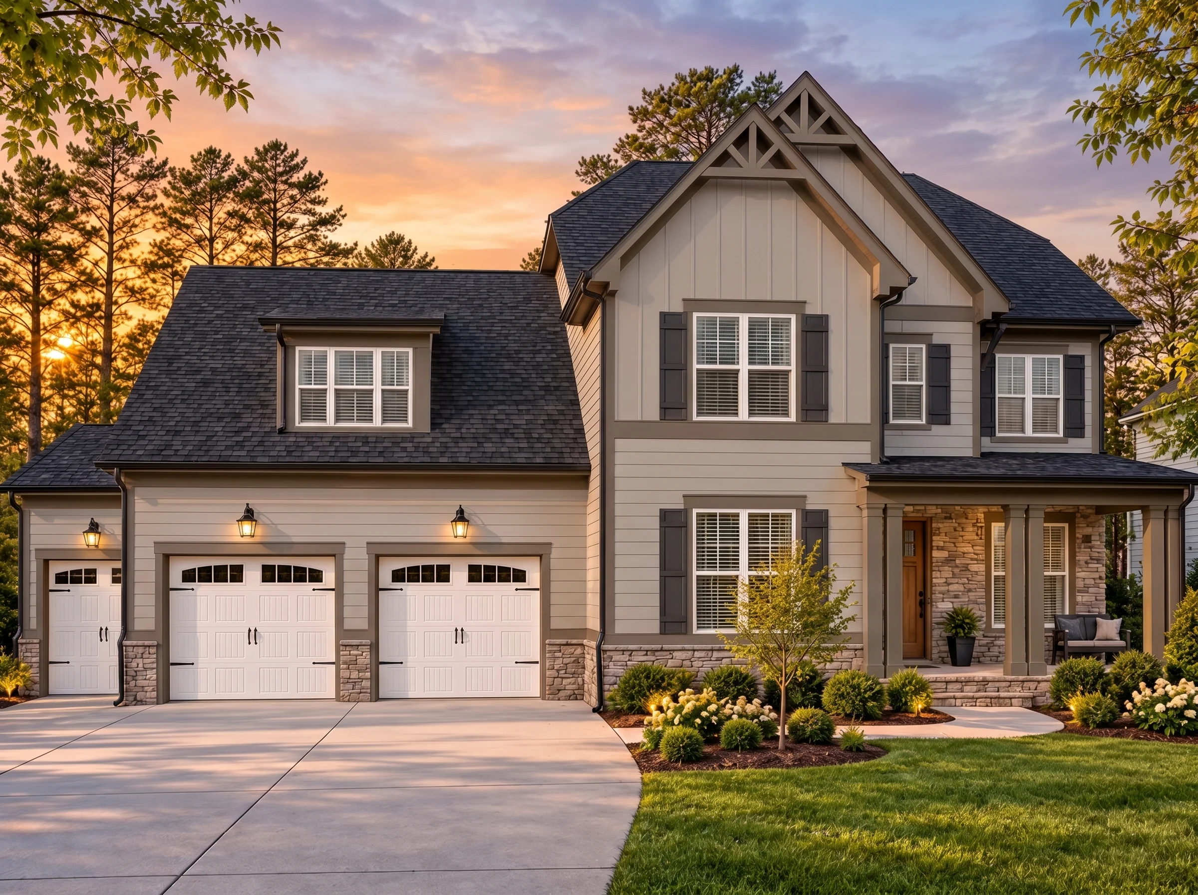 Plan  15-1408 – Santa Fe Adobe | New  American – 4-Bed, 3.5-Bath, 1,765 SF - Mushroom Taupe, AI-generated exterior concept