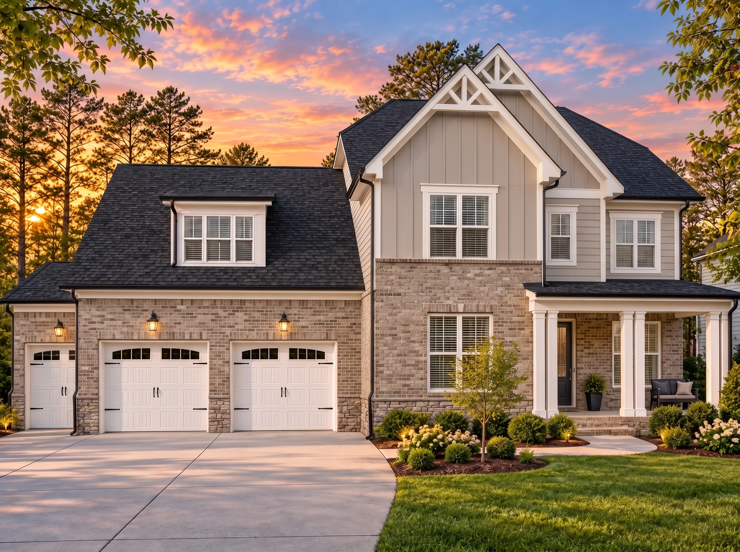 Plan  15-1408 – Santa Fe Adobe | New  American – 4-Bed, 3.5-Bath, 1,765 SF - Natural Brick, AI-generated exterior concept