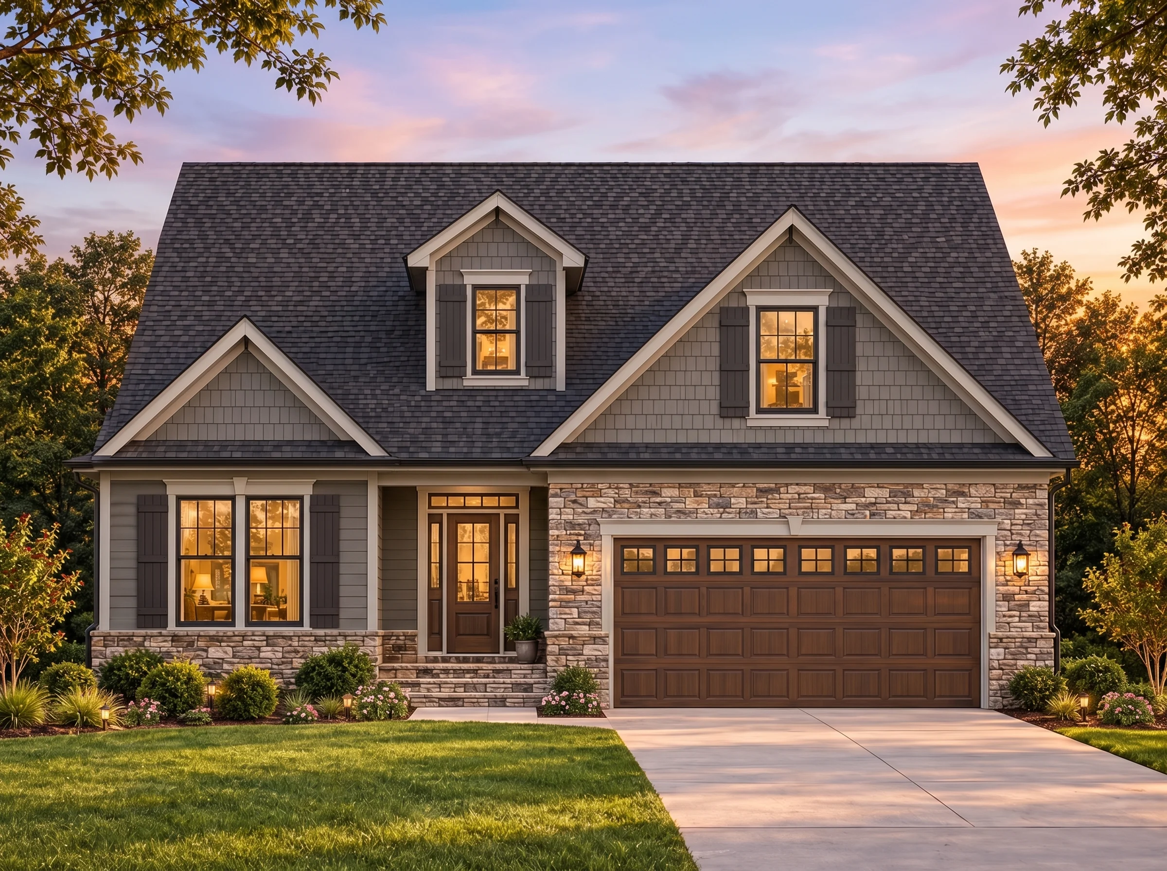 Plan  15-1436 – Auburn Meadow Farmhouse | New American – 4-Bed, 3.5-Bath, 2,947 SF - Warm Charcoal, AI-generated exterior concept