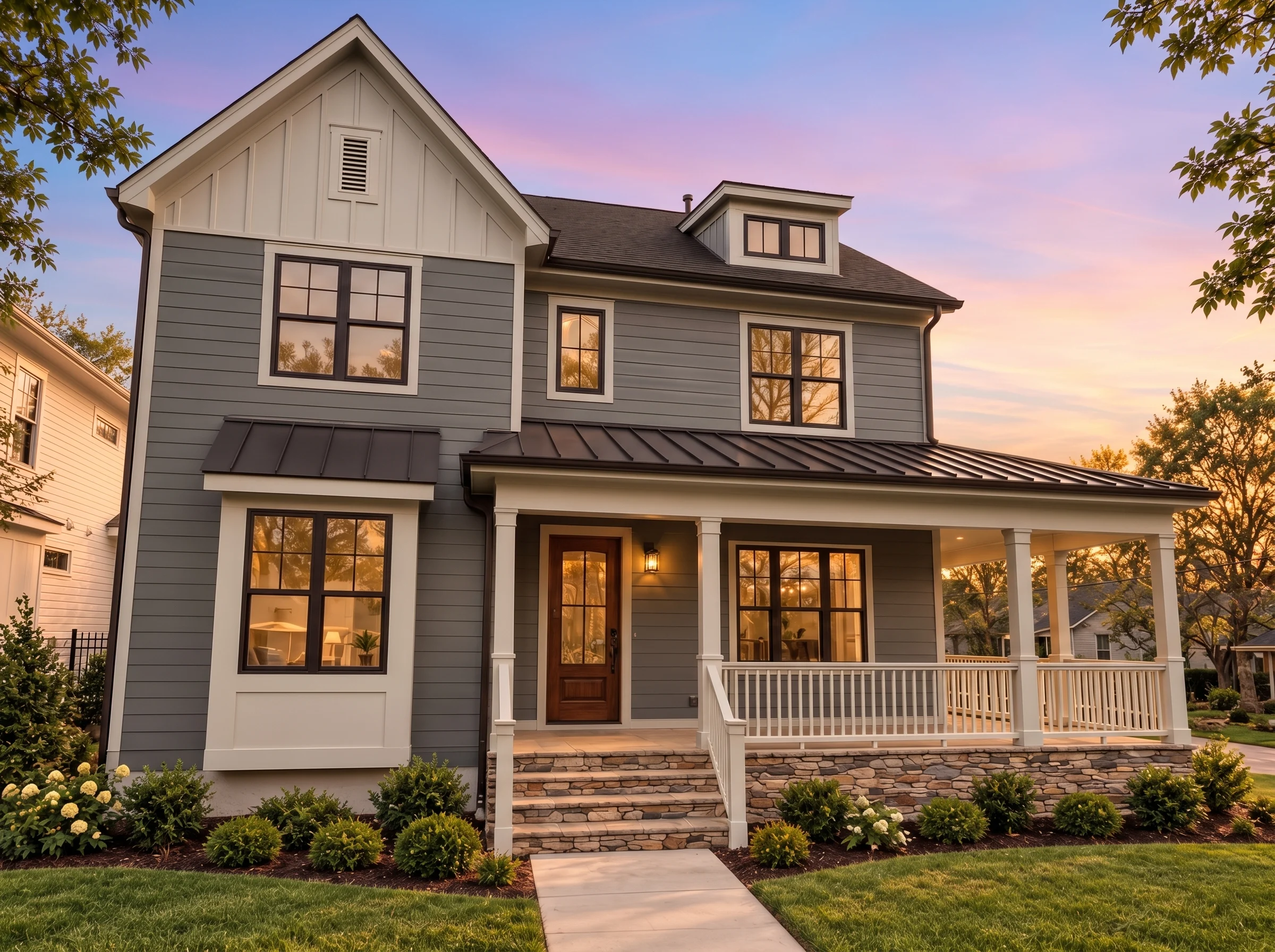 Plan  15-1460 – Alabama River |  Modern Farmhouse – 4-Bed, 3-Bath, 1,765 SF - Warm Charcoal, AI-generated exterior concept