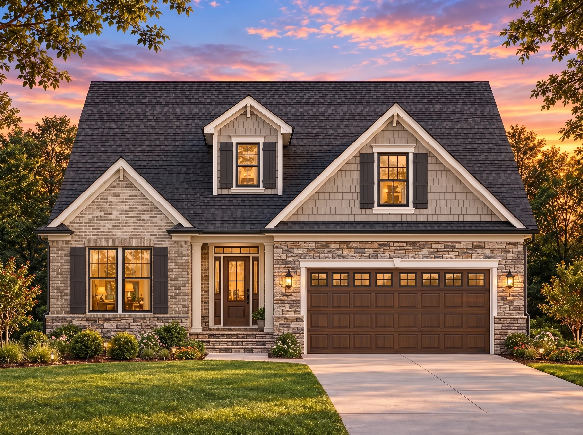 Plan  15-1436 – Auburn Meadow Farmhouse | New American – 4-Bed, 3.5-Bath, 2,947 SF - Natural Brick, AI-generated exterior concept