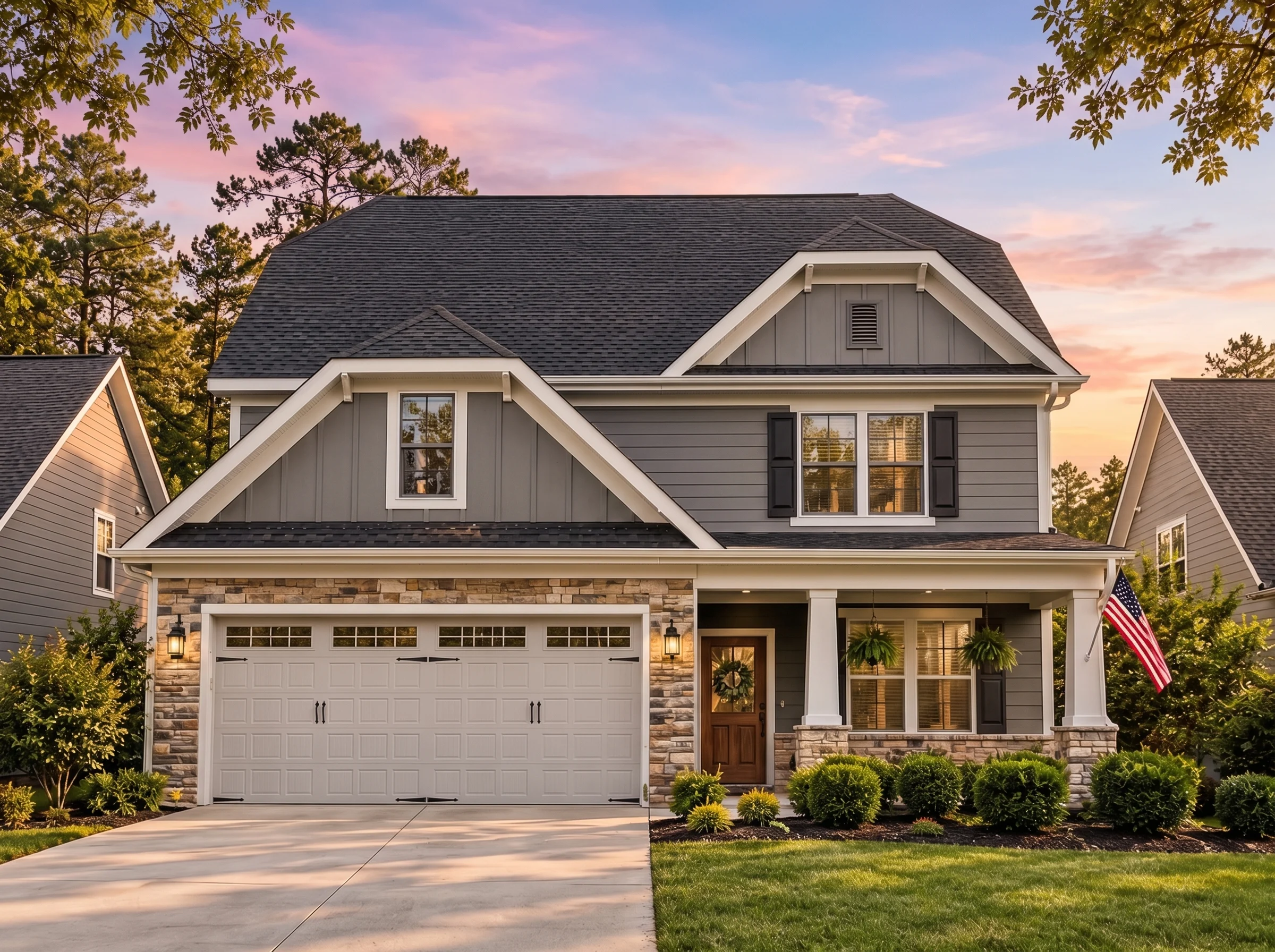Plan  15-1462B – Ivy Hill Residence  | Craftsman – 4-Bed, 2.5-Bath, 2,293 SF - Warm Charcoal, AI-generated exterior concept