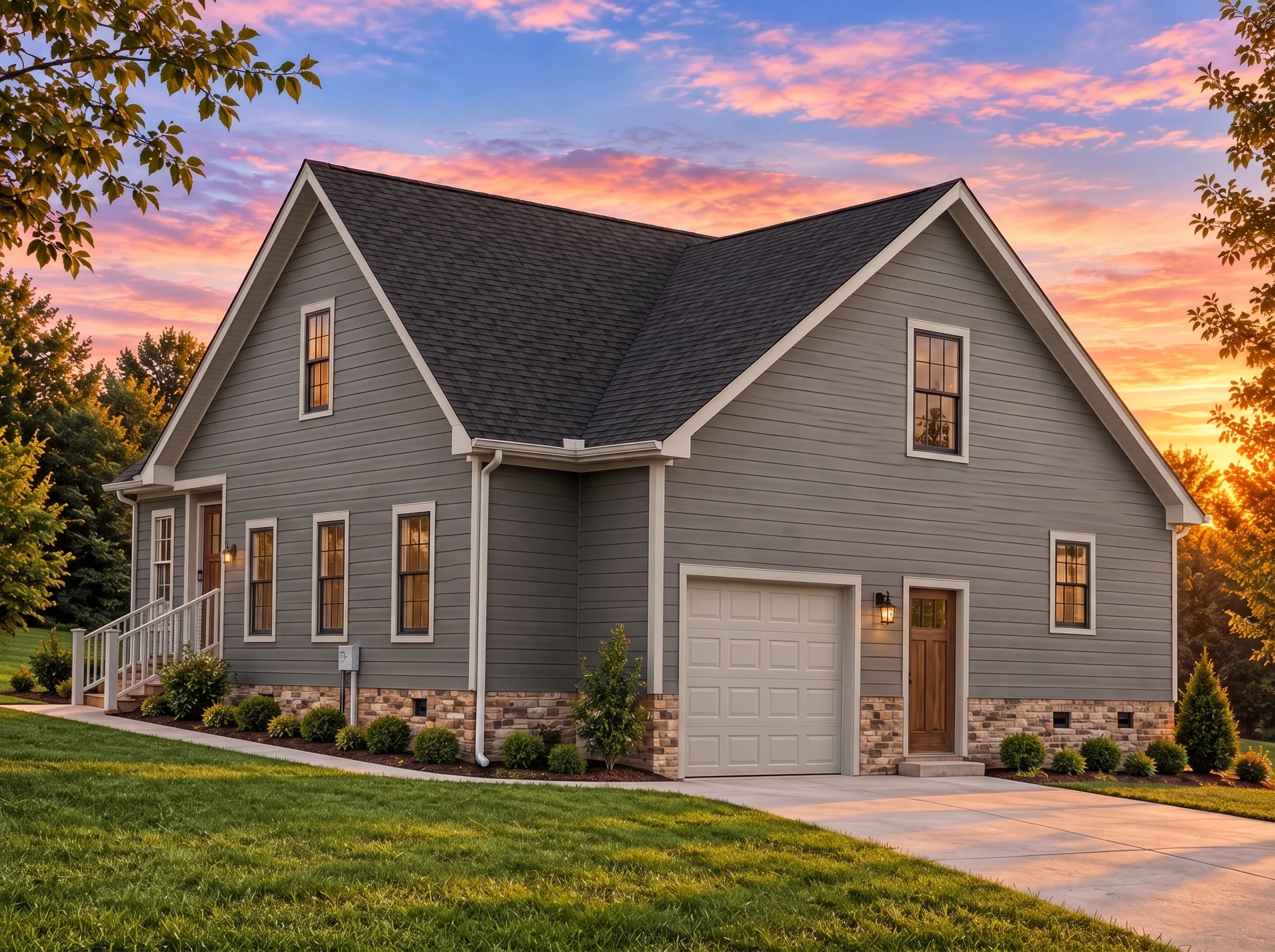 Plan  15-1470 – Wyoming Frontier |  Traditional Ranch – 3-Bed, 2-Bath, 1,491 SF - Warm Charcoal, AI-generated exterior concept