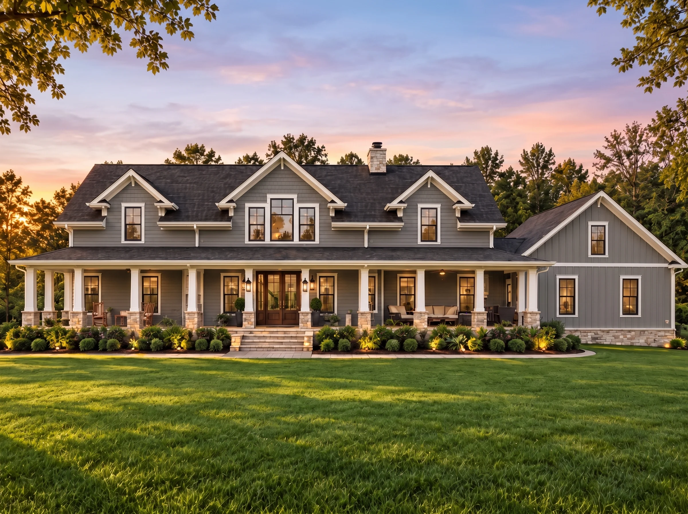 Plan  15-1472 – Kingdom Estate |  Southern Farmhouse – 3-Bed, 3.5-Bath, 3,363 SF - Warm Charcoal, AI-generated exterior concept