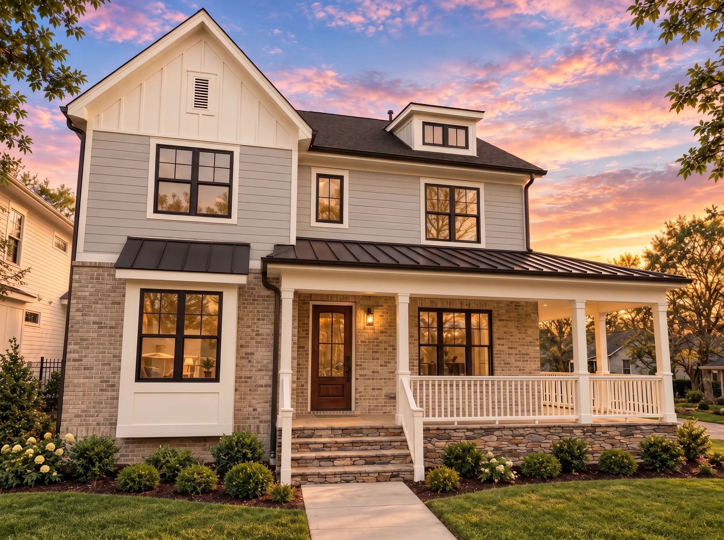 Plan  15-1460 – Alabama River |  Modern Farmhouse – 4-Bed, 3-Bath, 1,765 SF - Natural Brick, AI-generated exterior concept