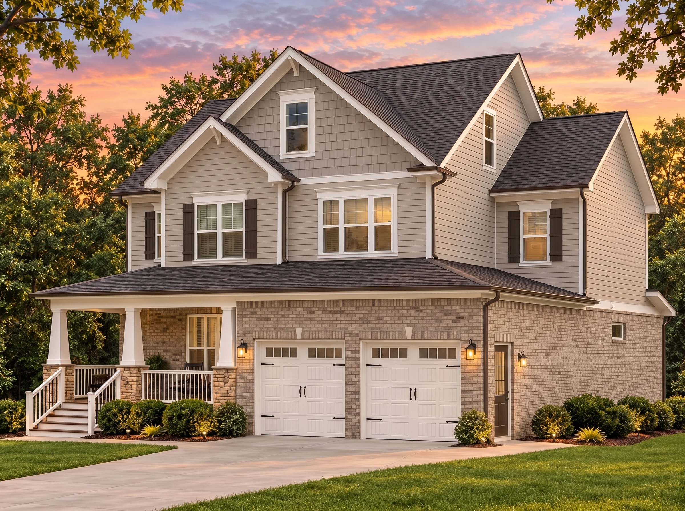 Plan  15-1461 – Aster Pass Farm |  New American – 3-Bed, 4-Bath, 3,080 SF - Natural Brick, AI-generated exterior concept