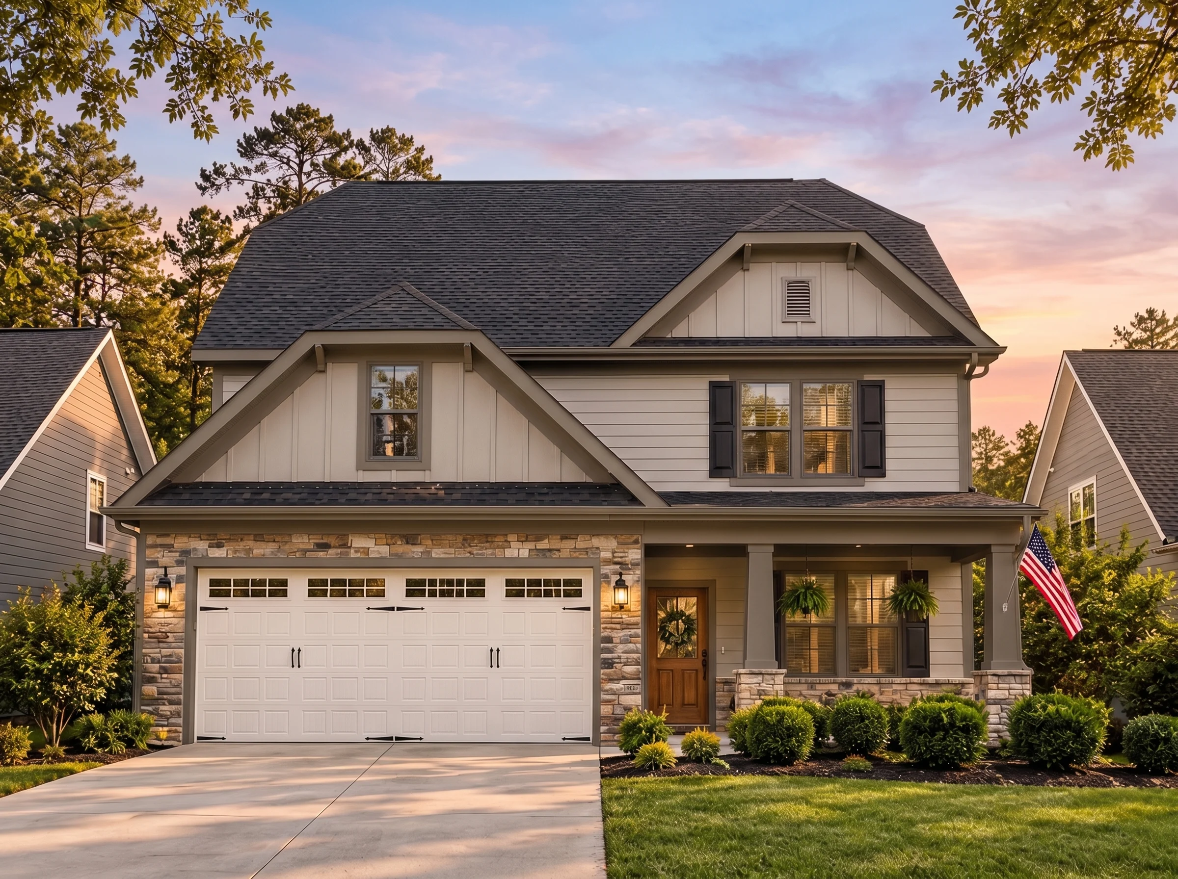 Plan  15-1462B – Ivy Hill Residence  | Craftsman – 4-Bed, 2.5-Bath, 2,293 SF - Mushroom Taupe, AI-generated exterior concept