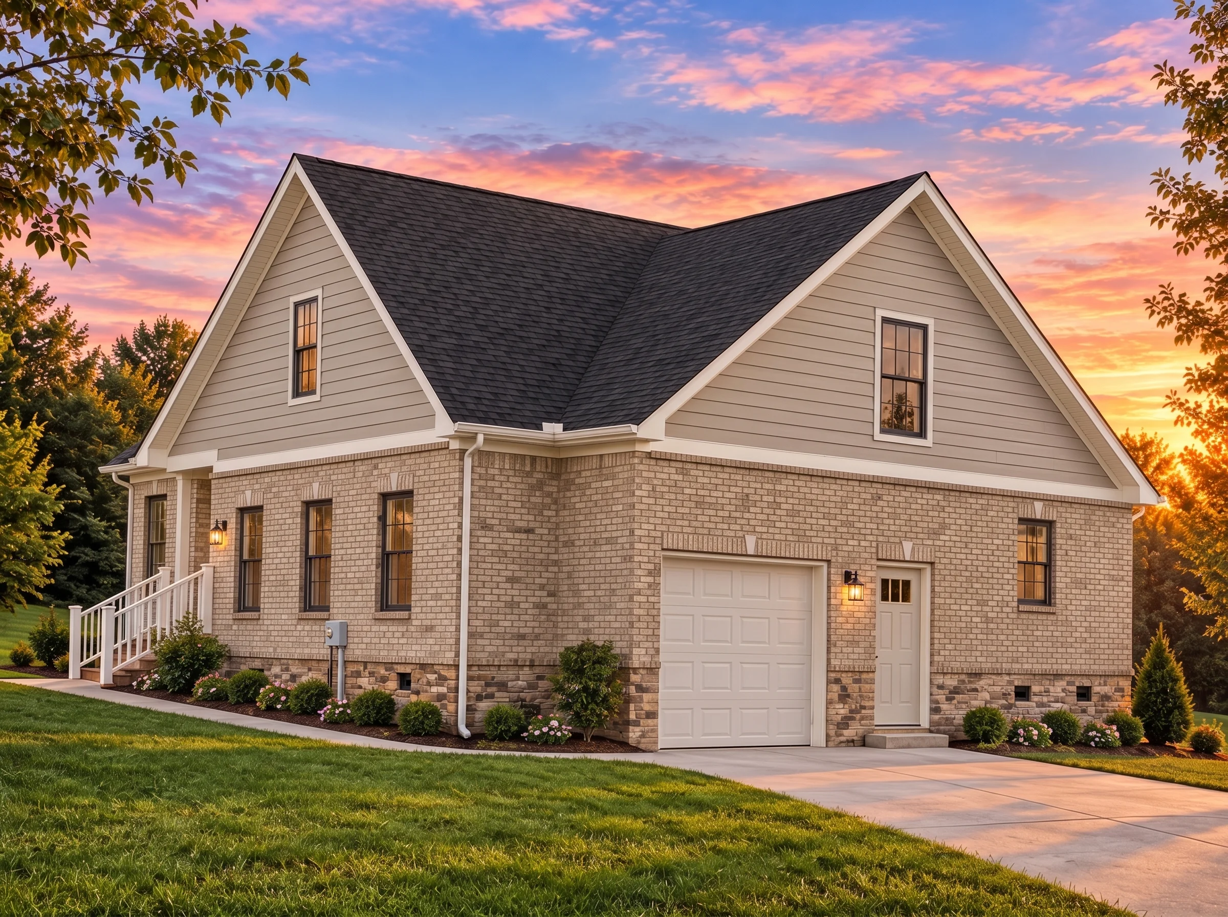 Plan  15-1470 – Wyoming Frontier |  Traditional Ranch – 3-Bed, 2-Bath, 1,491 SF - Natural Brick, AI-generated exterior concept