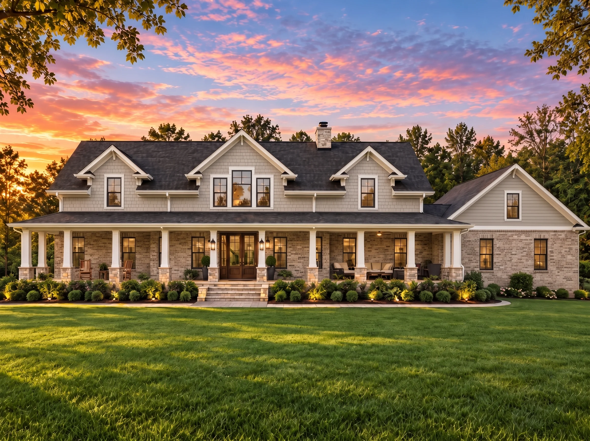 Plan  15-1472 – Kingdom Estate |  Southern Farmhouse – 3-Bed, 3.5-Bath, 3,363 SF - Natural Brick, AI-generated exterior concept