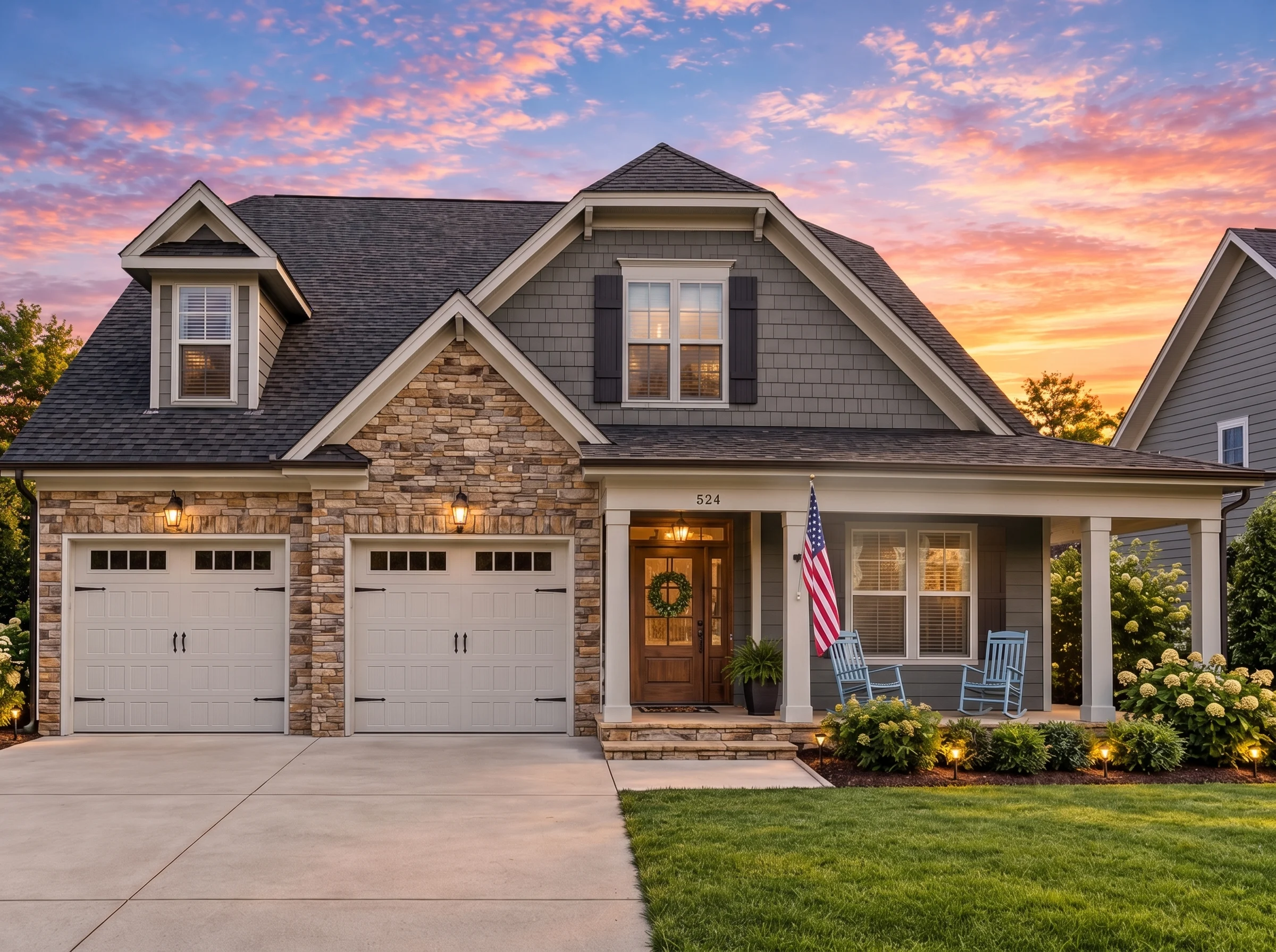 Plan  15-1498 – Yew Tree Shores Retreat | Craftsman – 5-Bed, 4-Bath, 5,763 SF - Warm Charcoal, AI-generated exterior concept