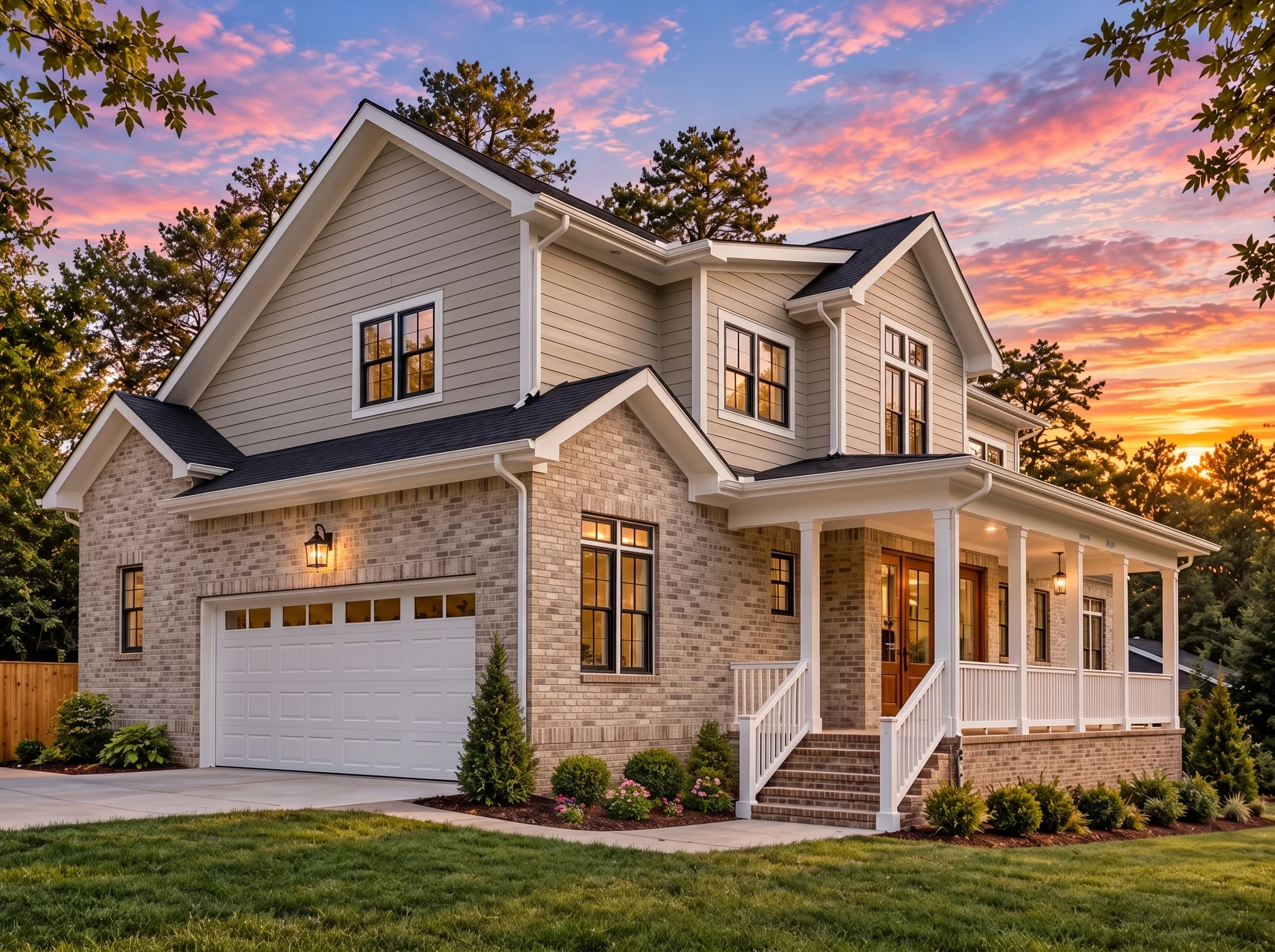Plan  15-1490 – Result Retreat |  Colonial – 5-Bed, 5-Bath, 3,475 SF - Natural Brick, AI-generated exterior concept