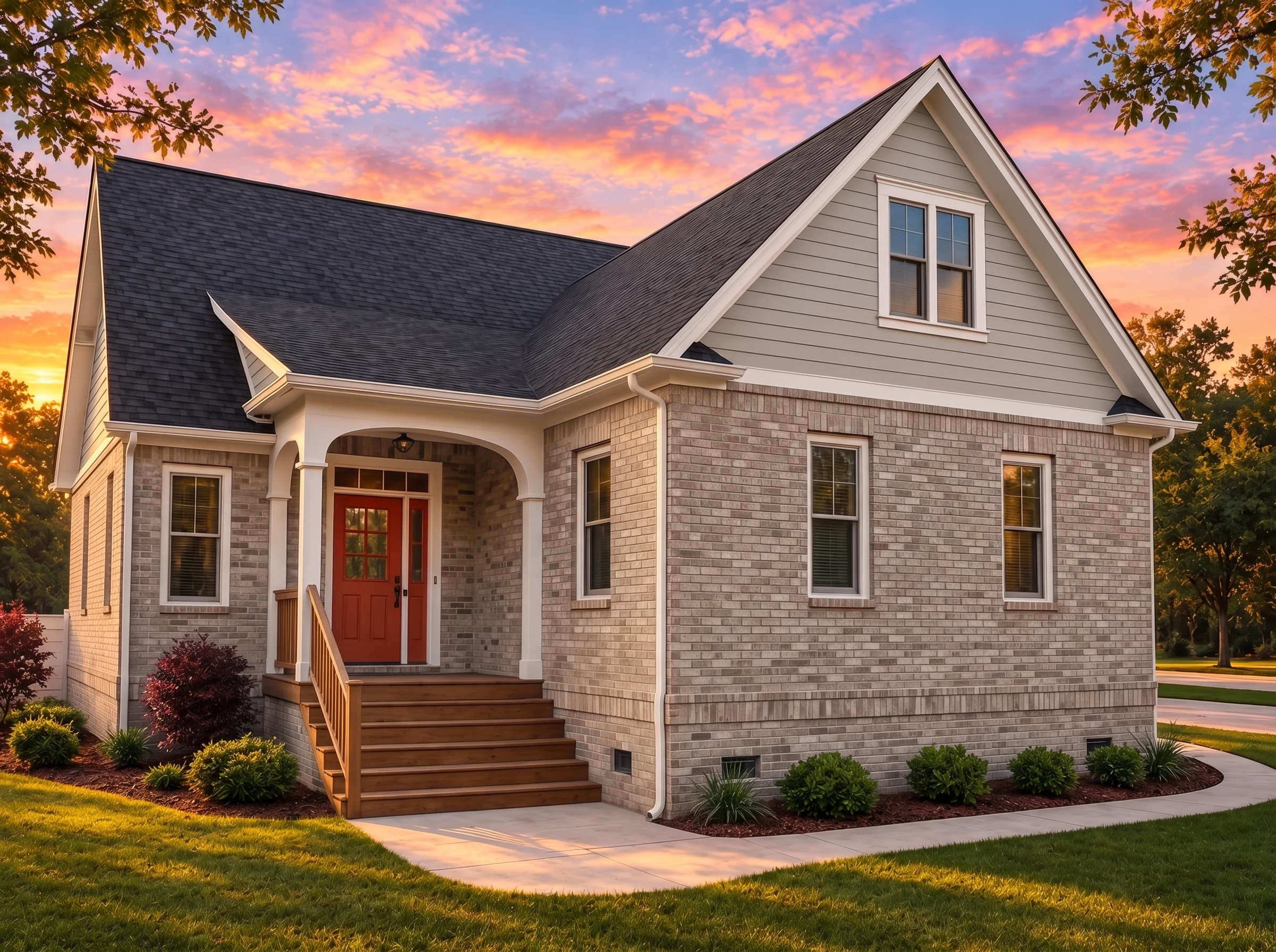 Plan  15-1496 – Auburn Grove Chalet  | Cape Cod – 3-Bed, 2.5-Bath, 2,469 SF - Natural Brick, AI-generated exterior concept