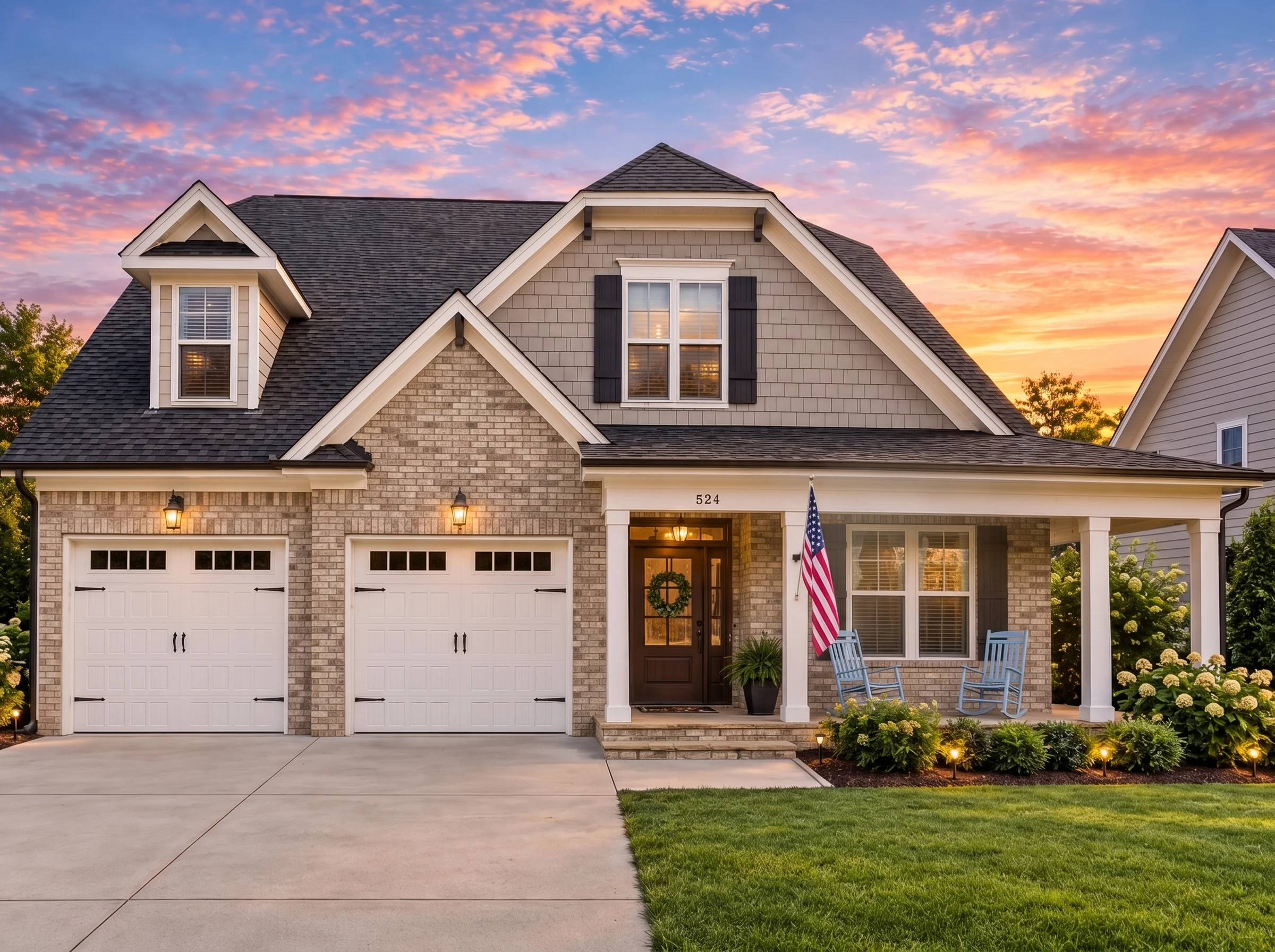 Plan  15-1498 – Yew Tree Shores Retreat | Craftsman – 5-Bed, 4-Bath, 5,763 SF - Natural Brick, AI-generated exterior concept