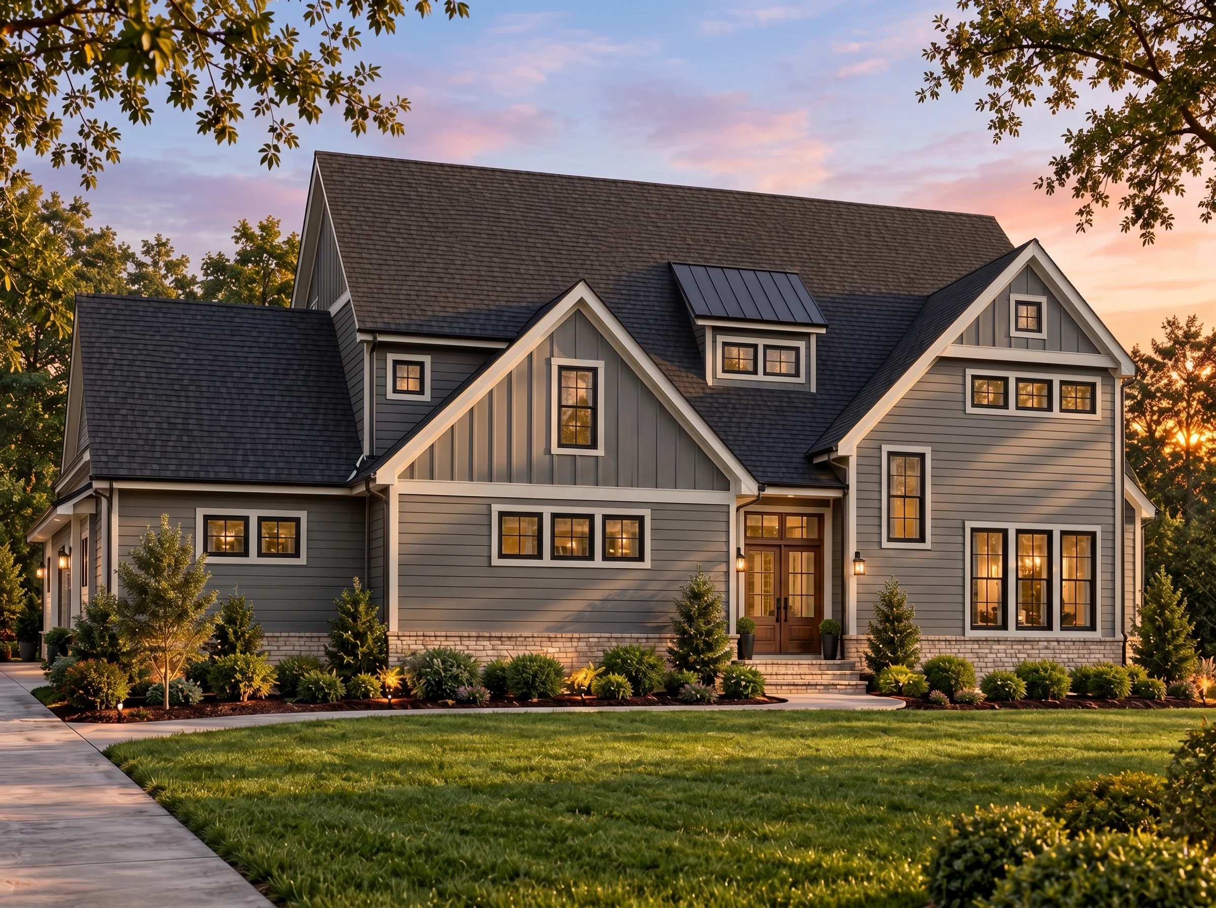 Plan  15-1531 – Padstow Cottage |  Modern Farmhouse – 4-Bed, 4.5-Bath, 3,311 SF - Warm Charcoal, AI-generated exterior concept