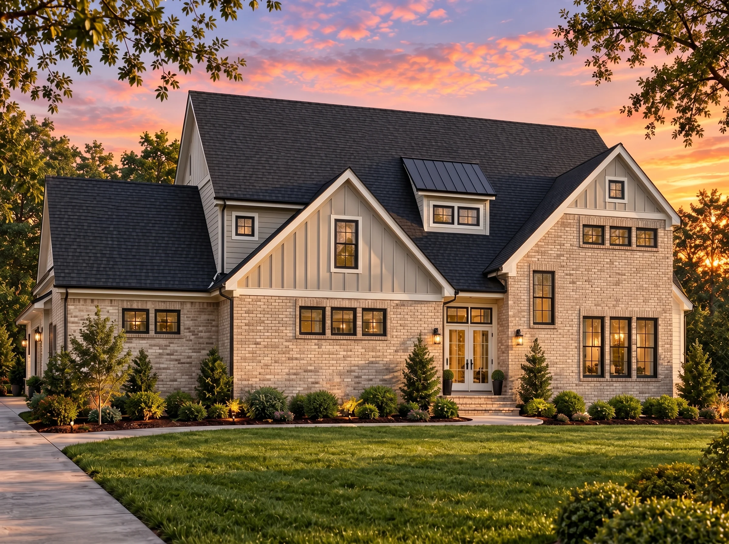 Plan  15-1531 – Padstow Cottage |  Modern Farmhouse – 4-Bed, 4.5-Bath, 3,311 SF - Natural Brick, AI-generated exterior concept