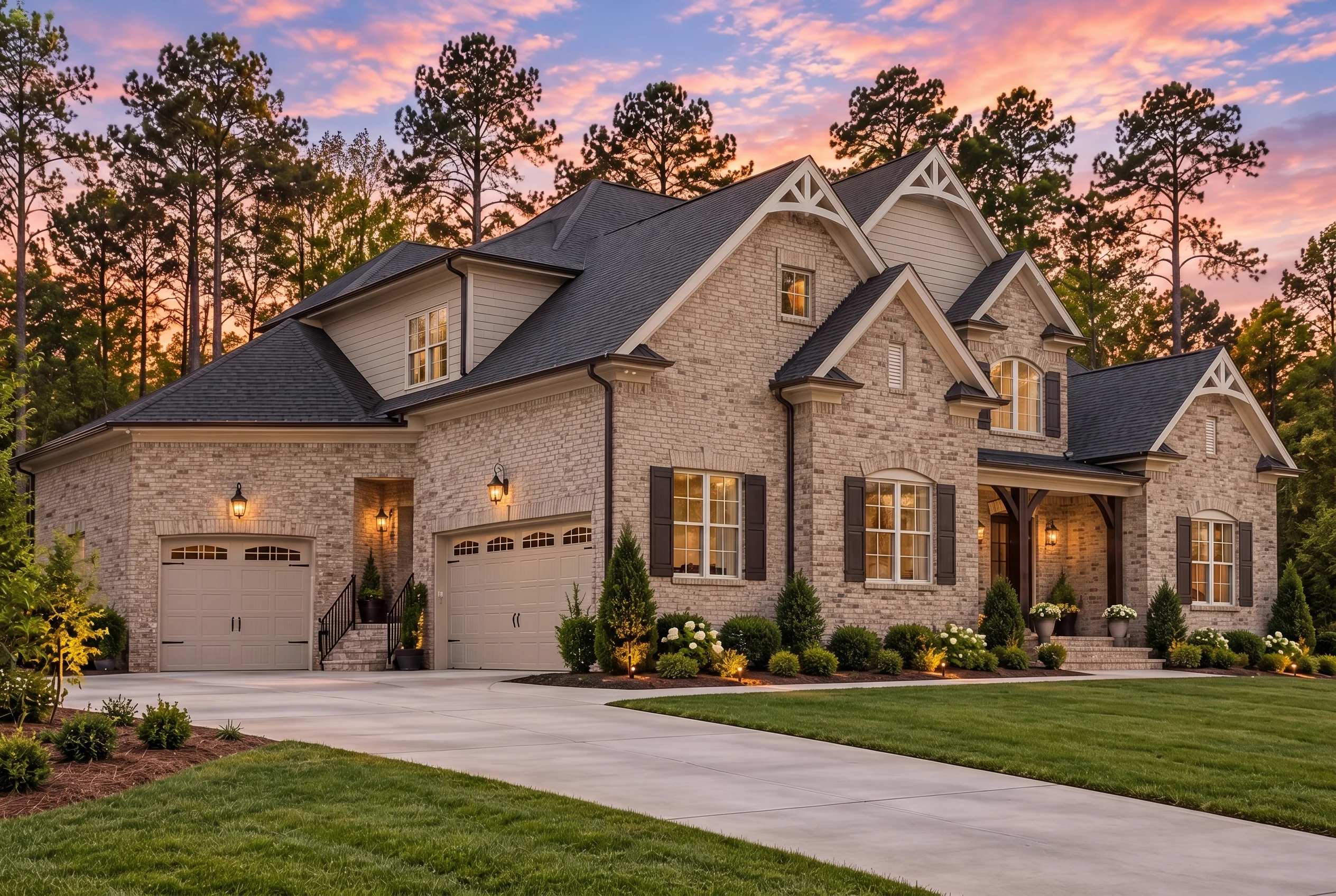 Plan  15-1532 – Sioux Falls Ranch |  French Country – 4-Bed, 4.5-Bath, 4,528 SF - Natural Brick, AI-generated exterior concept