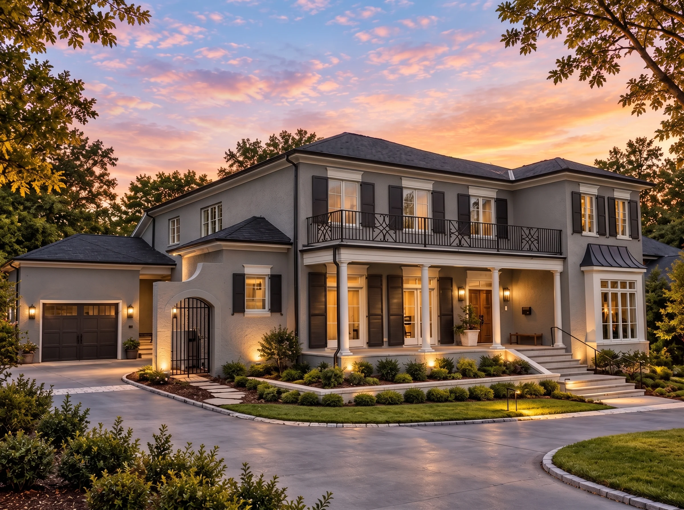 Plan  15-1548 – Indiana Heartland |  Georgian – 4-Bed, 1.5-Bath, 4,682 SF - Warm Charcoal, AI-generated exterior concept