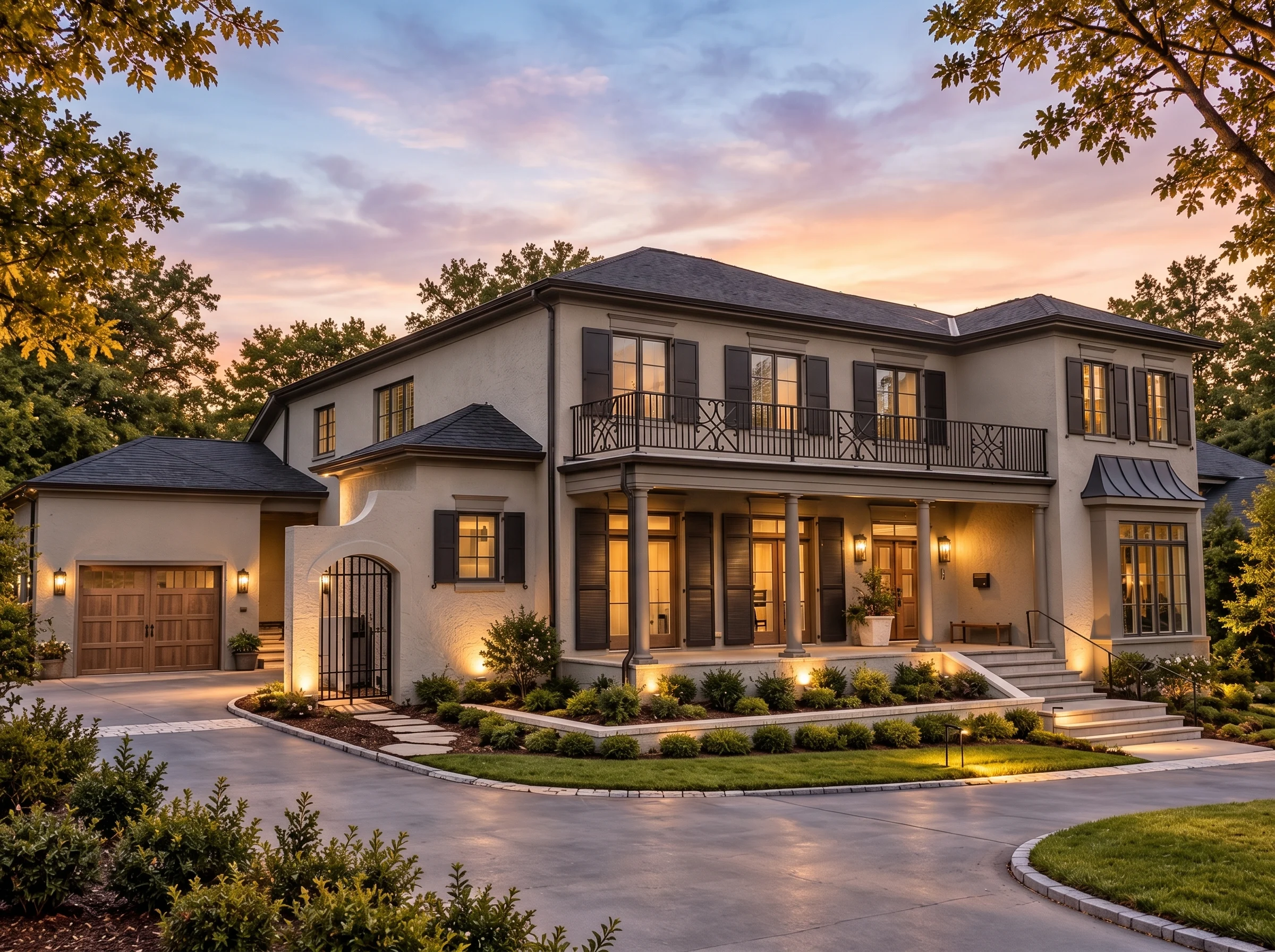 Plan  15-1548 – Indiana Heartland |  Georgian – 4-Bed, 1.5-Bath, 4,682 SF - Mushroom Taupe, AI-generated exterior concept
