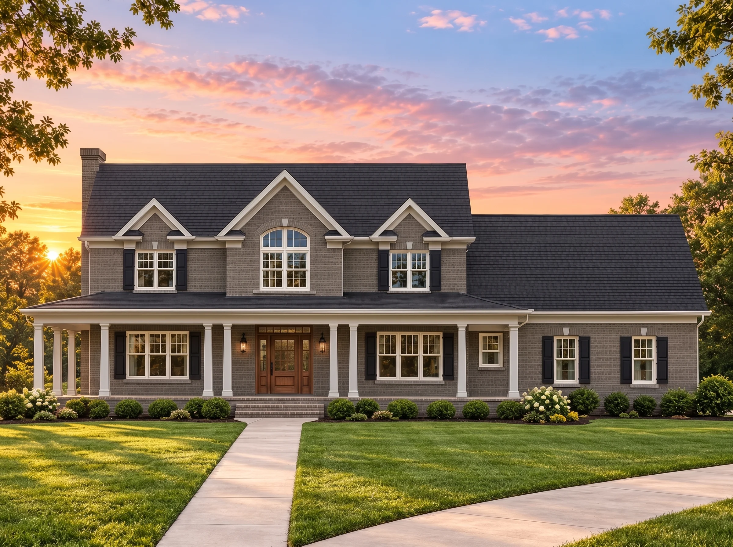 Plan  15-1551 – Fern Point Retreat |  Colonial – 3-Bed, 2.5-Bath, 3,335 SF - Warm Charcoal, AI-generated exterior concept