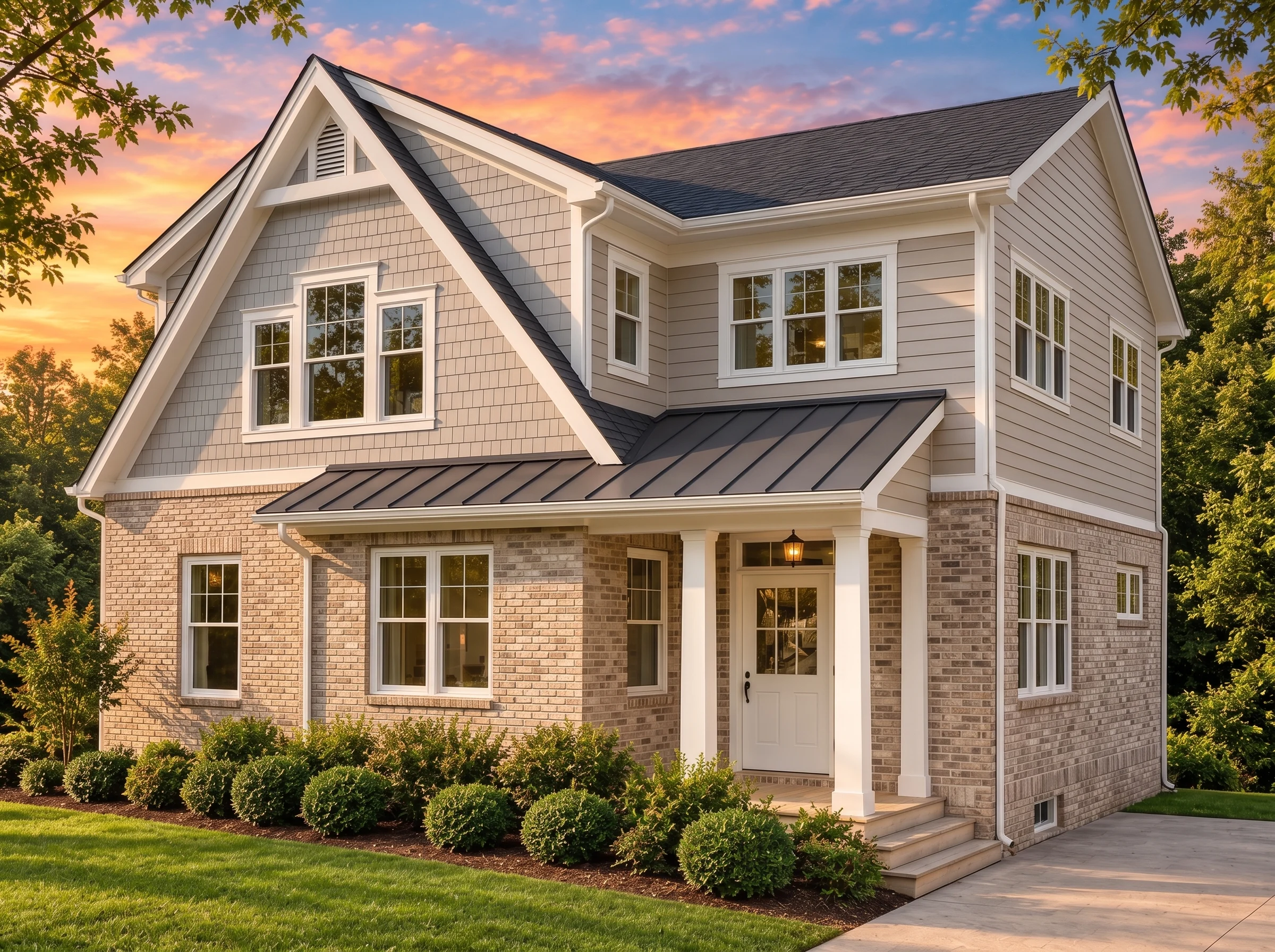 Plan  15-1616 – Jersey Garden |  Craftsman – 4-Bed, 3-Bath, 4,291 SF - Natural Brick, AI-generated exterior concept