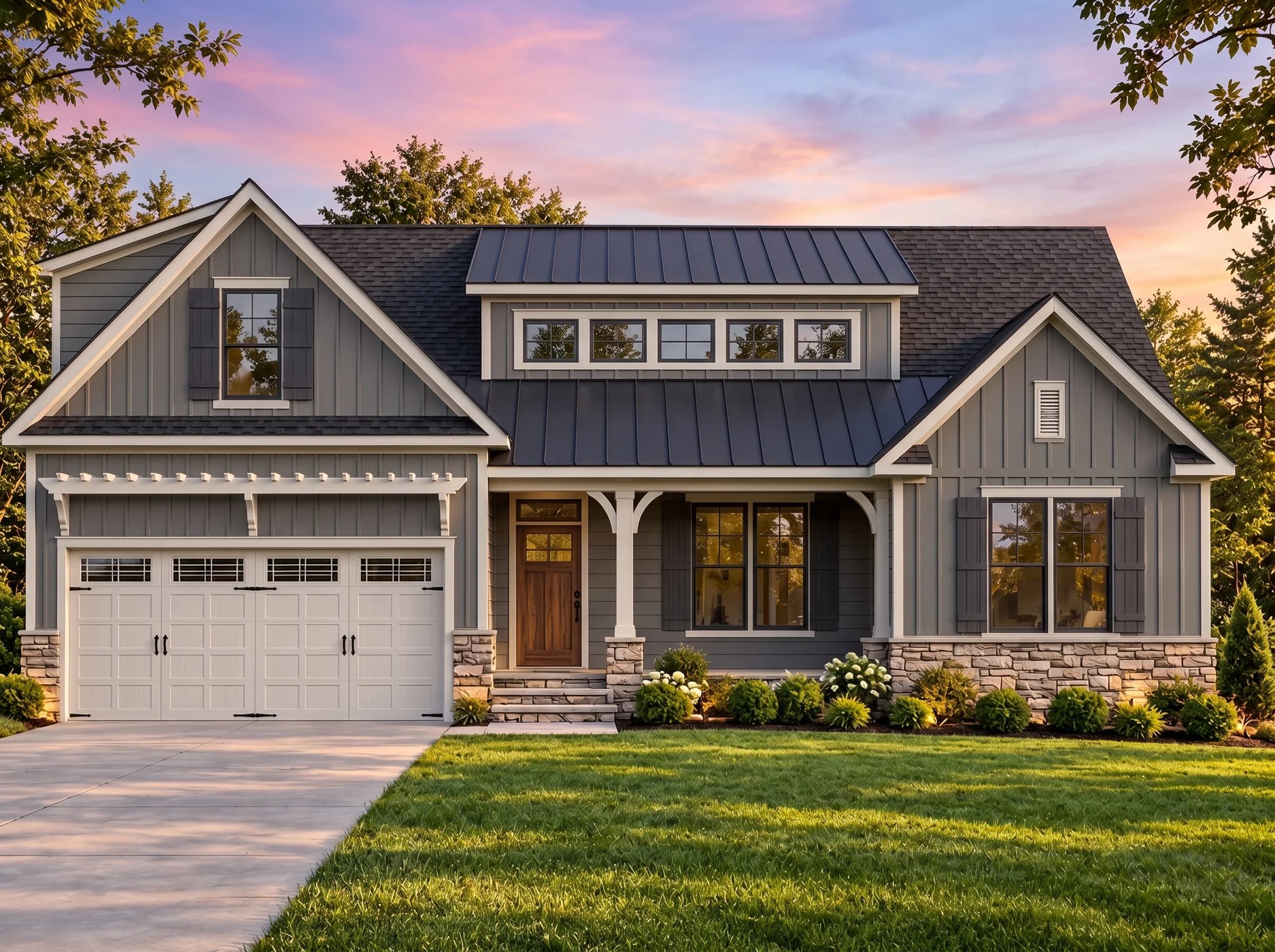Plan  15-1637 – Cypress Grove Manor  | Craftsman – 3-Bed, 2-Bath, 2,242 SF - Warm Charcoal, AI-generated exterior concept