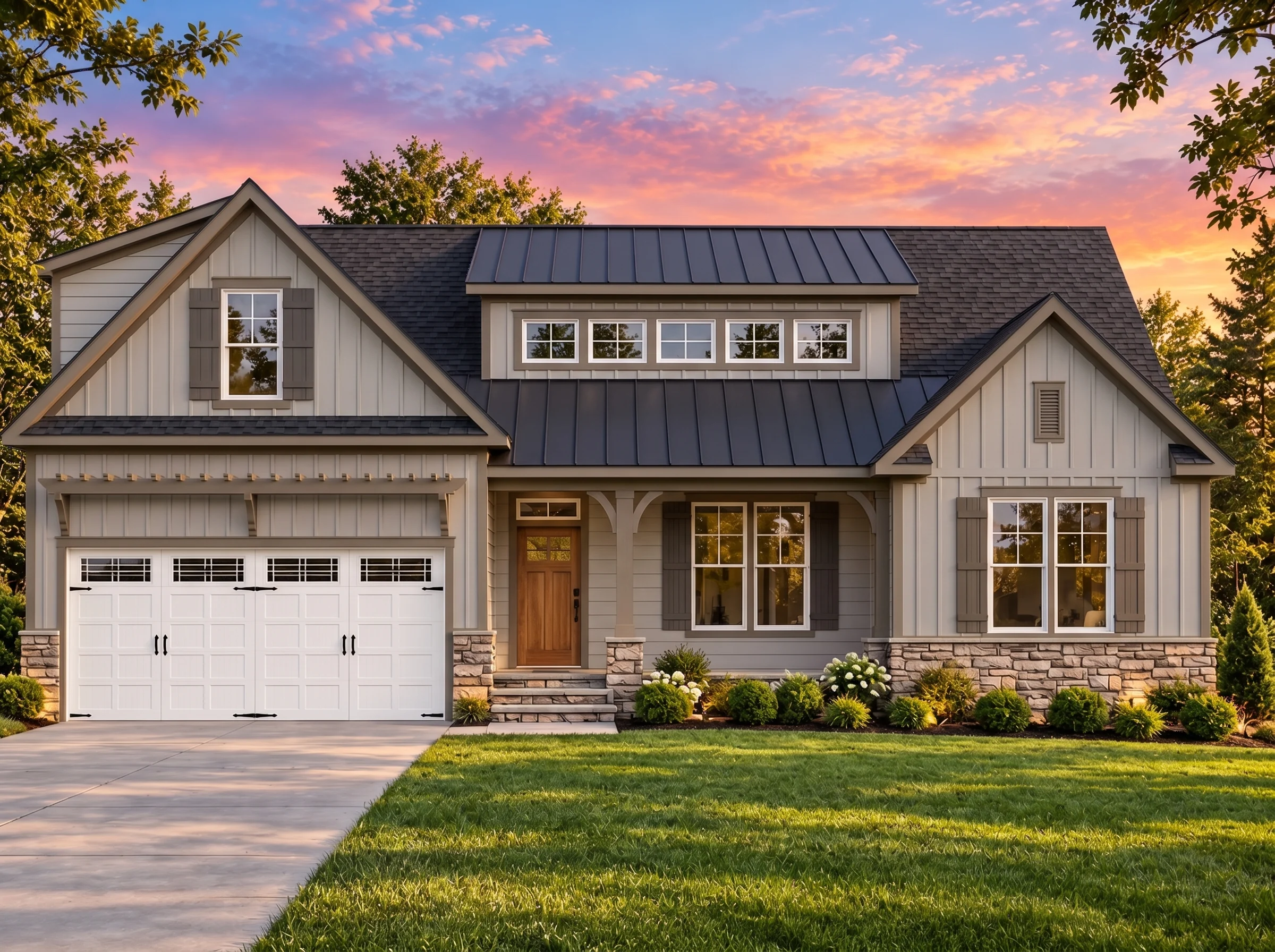 Plan  15-1637 – Cypress Grove Manor  | Craftsman – 3-Bed, 2-Bath, 2,242 SF - Mushroom Taupe, AI-generated exterior concept