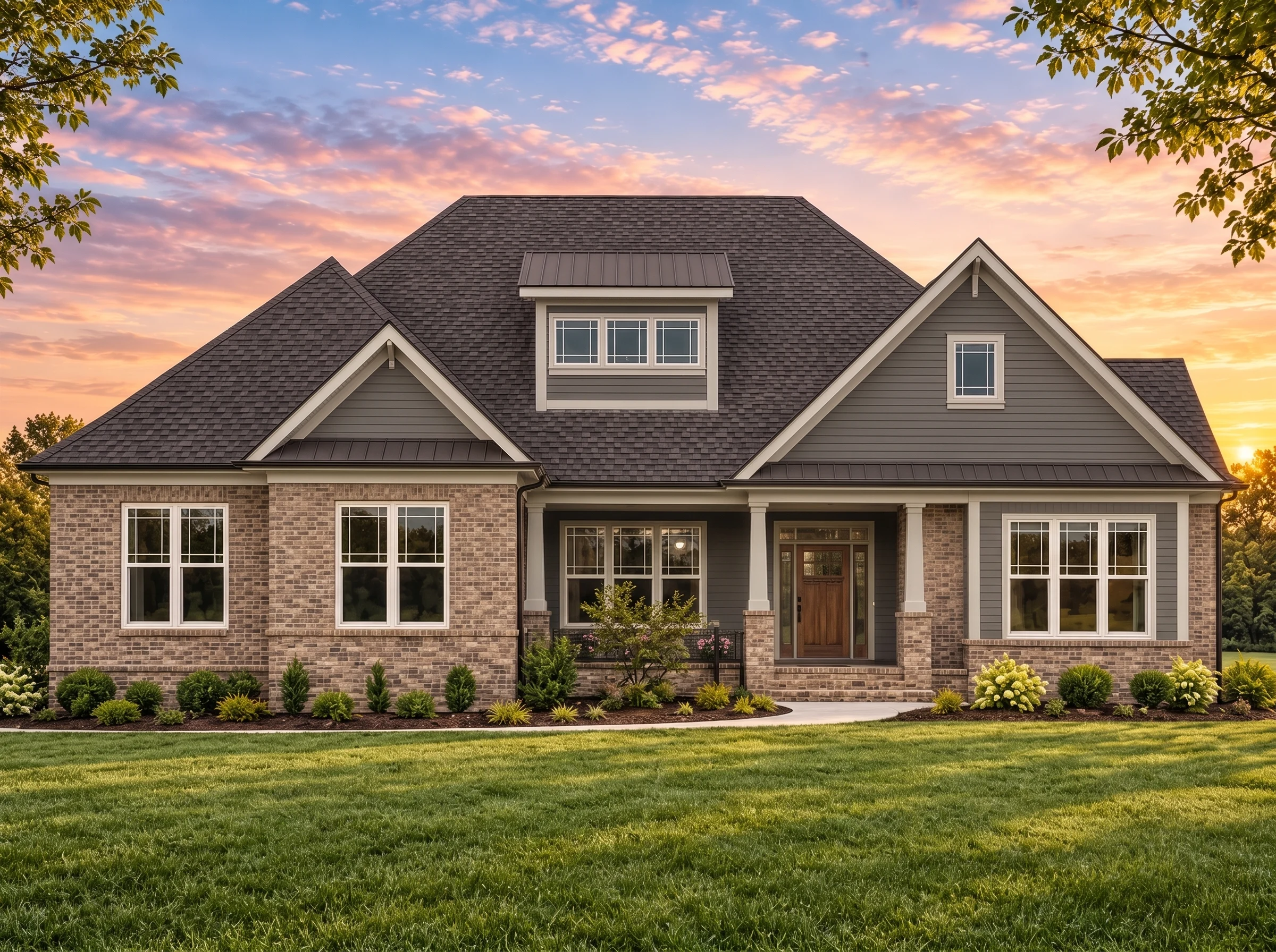 Plan  15-1721 – Wilson Place | New  American – 4-Bed, 3.5-Bath, 3,842 SF - Warm Charcoal, AI-generated exterior concept