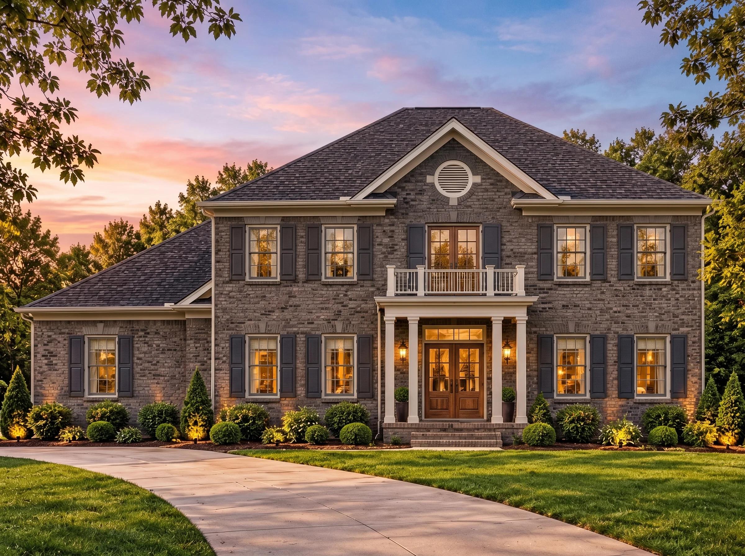 Plan  15-1793 – Thomas Ridge |  Colonial Revival – 5-Bed, 5-Bath, 6,680 SF - Warm Charcoal, AI-generated exterior concept
