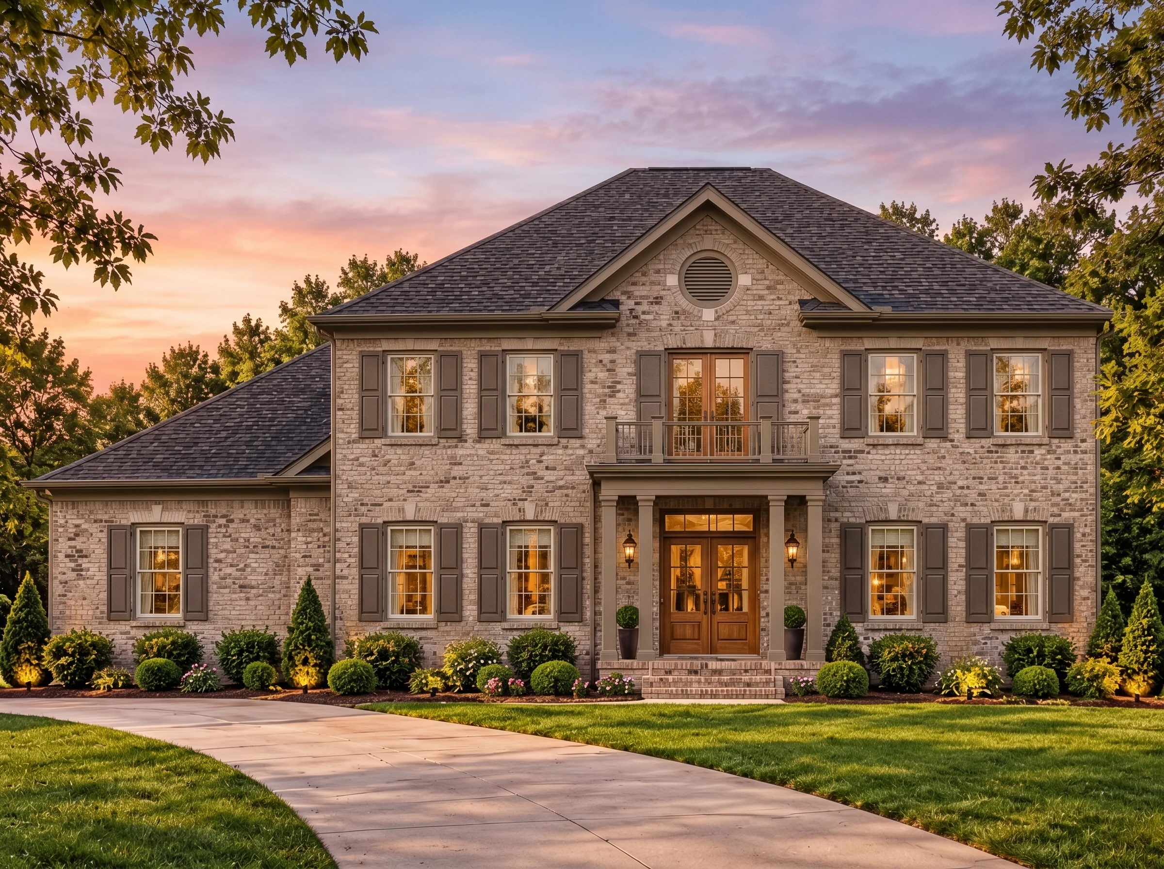 Plan  15-1793 – Thomas Ridge |  Colonial Revival – 5-Bed, 5-Bath, 6,680 SF - Mushroom Taupe, AI-generated exterior concept