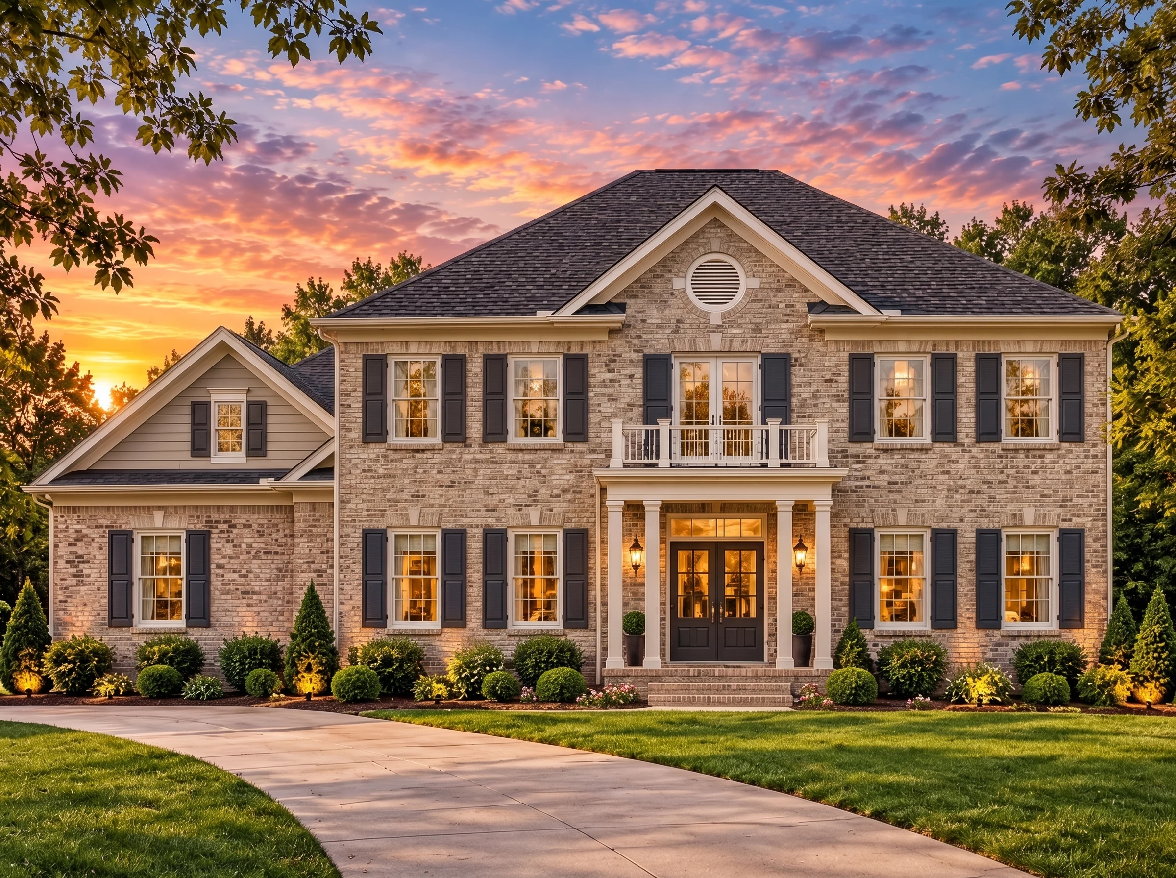 Plan  15-1793 – Thomas Ridge |  Colonial Revival – 5-Bed, 5-Bath, 6,680 SF - Natural Brick, AI-generated exterior concept