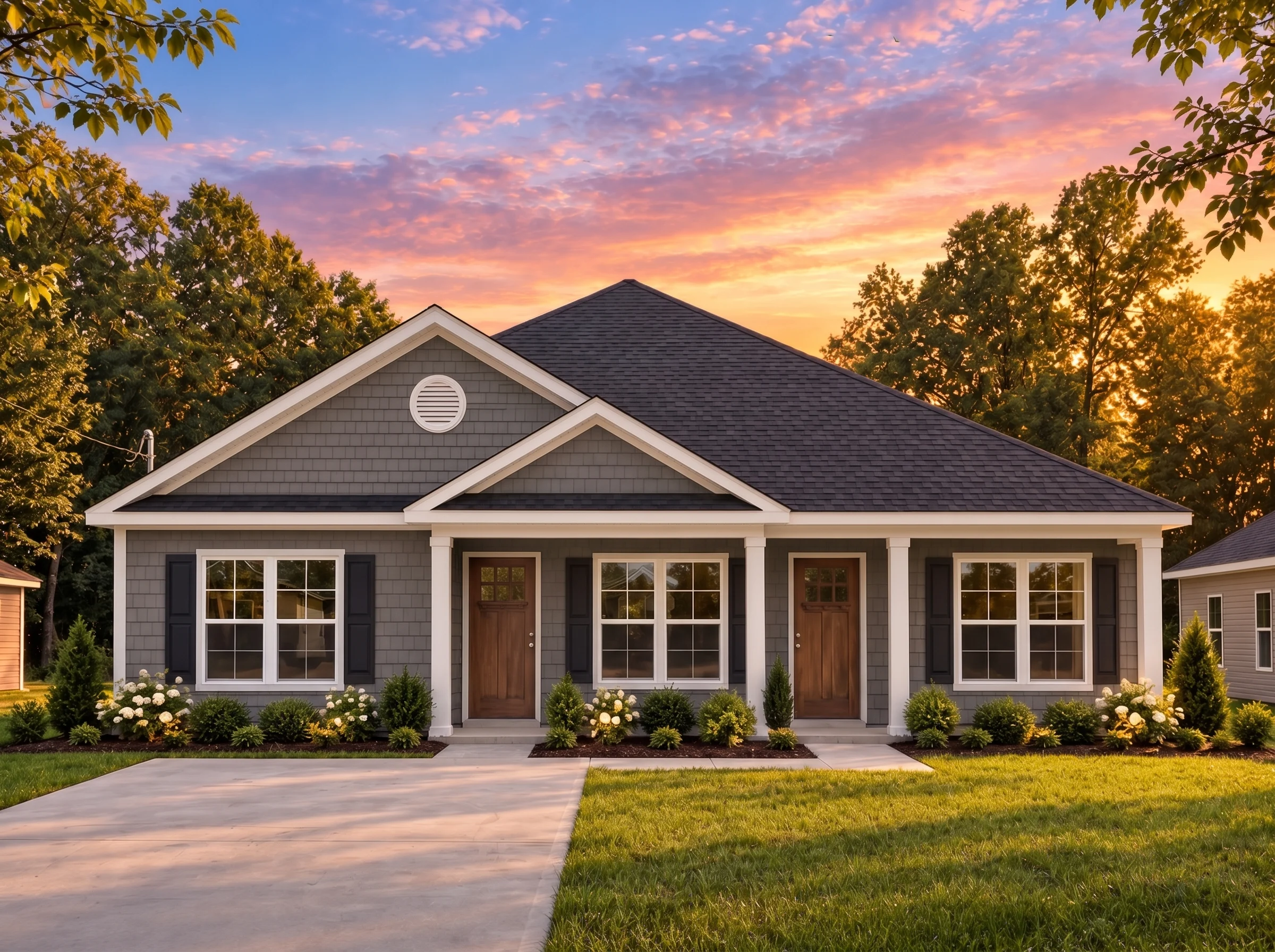 Plan  15-1784A – CoveHomeSecure |  Traditional Ranch – 3-Bed, 2-Bath, 2,140 SF - Warm Charcoal, AI-generated exterior concept